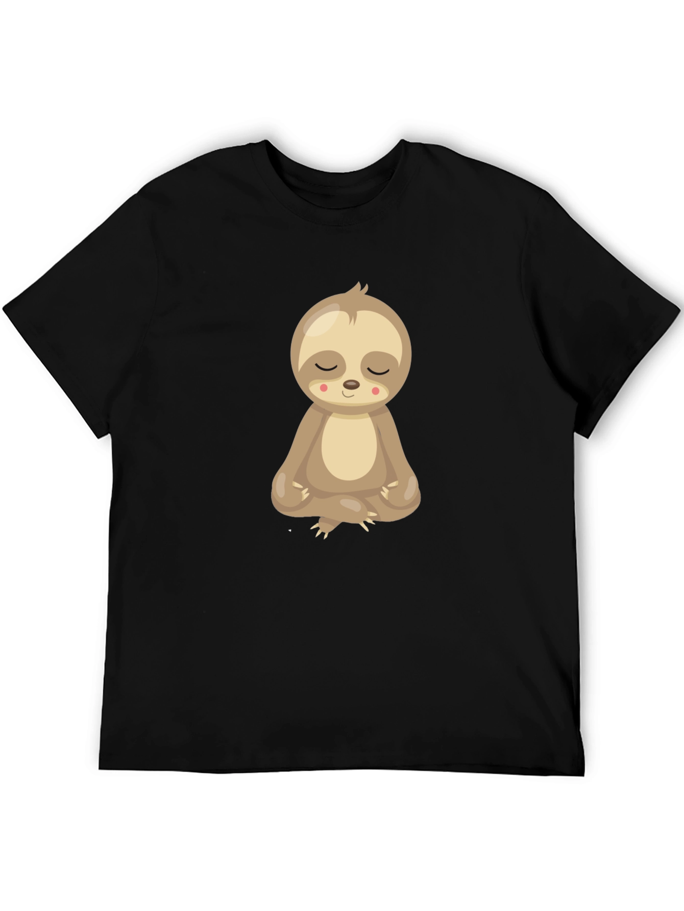 Meditating Sloth Graphic Tee - Relaxed Fit Black T-Shirt