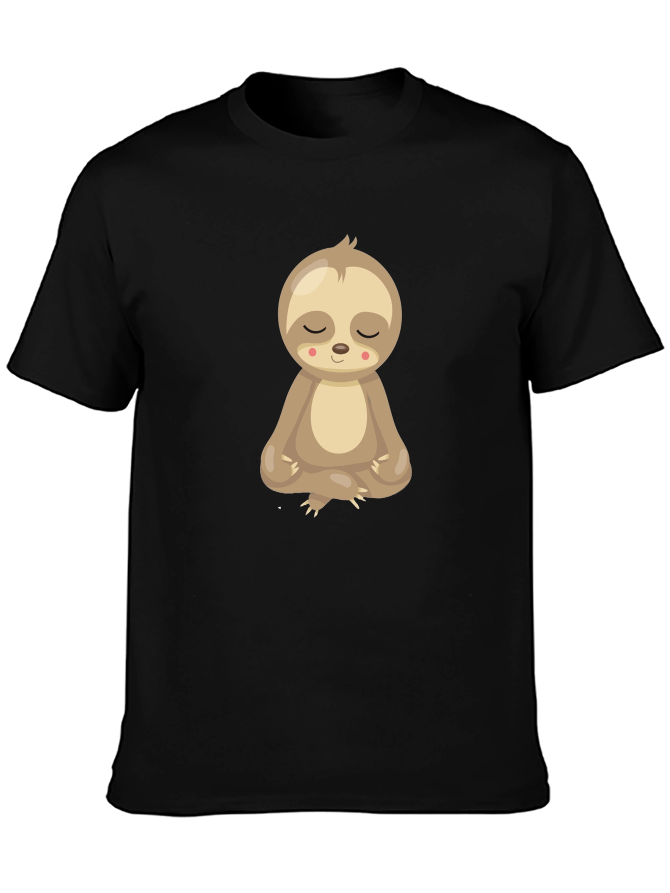 Meditating Sloth Graphic Tee - Relaxed Fit Black T-Shirt