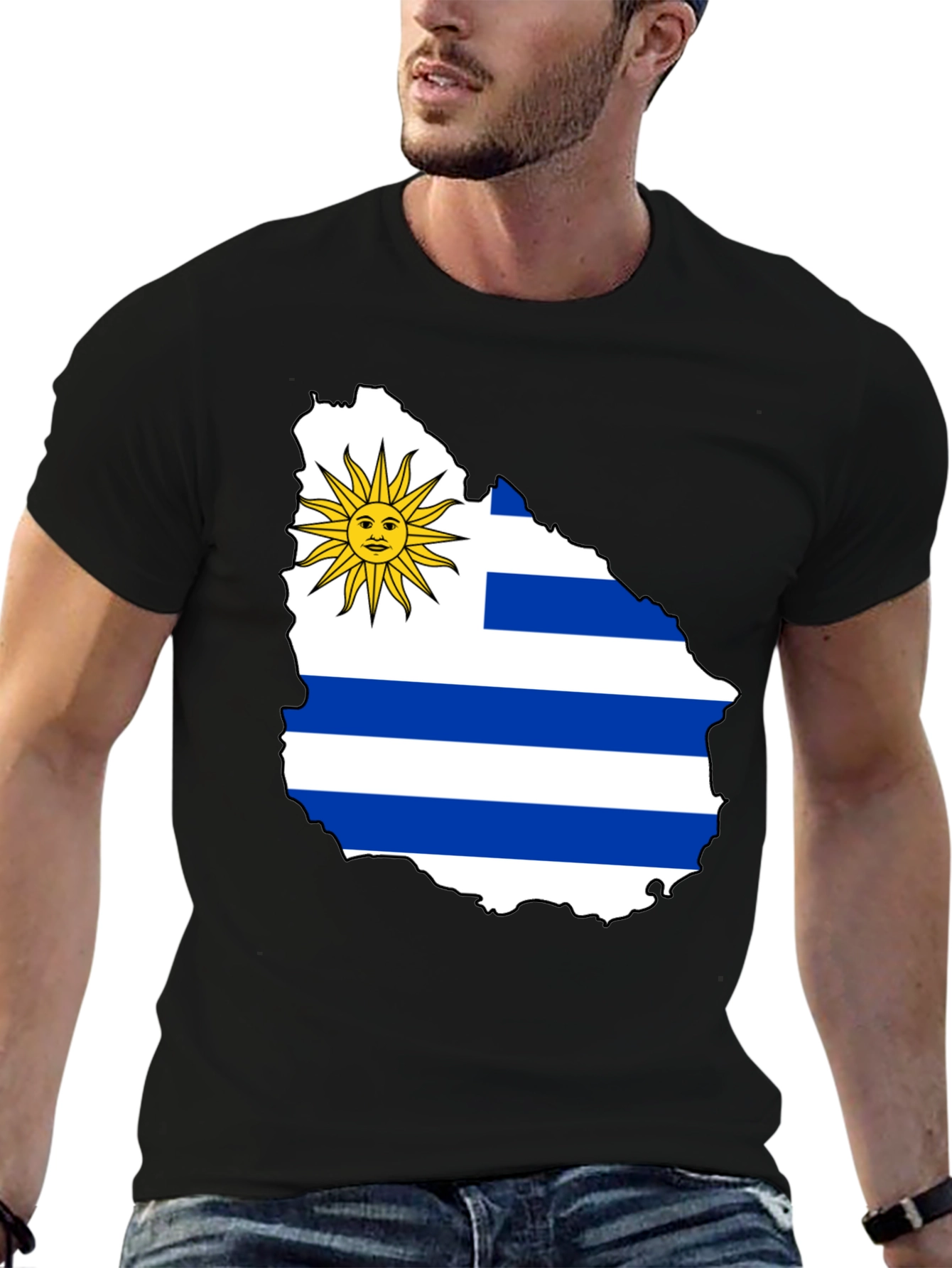 Uruguay Flag T-Shirt - Black Cotton Tee