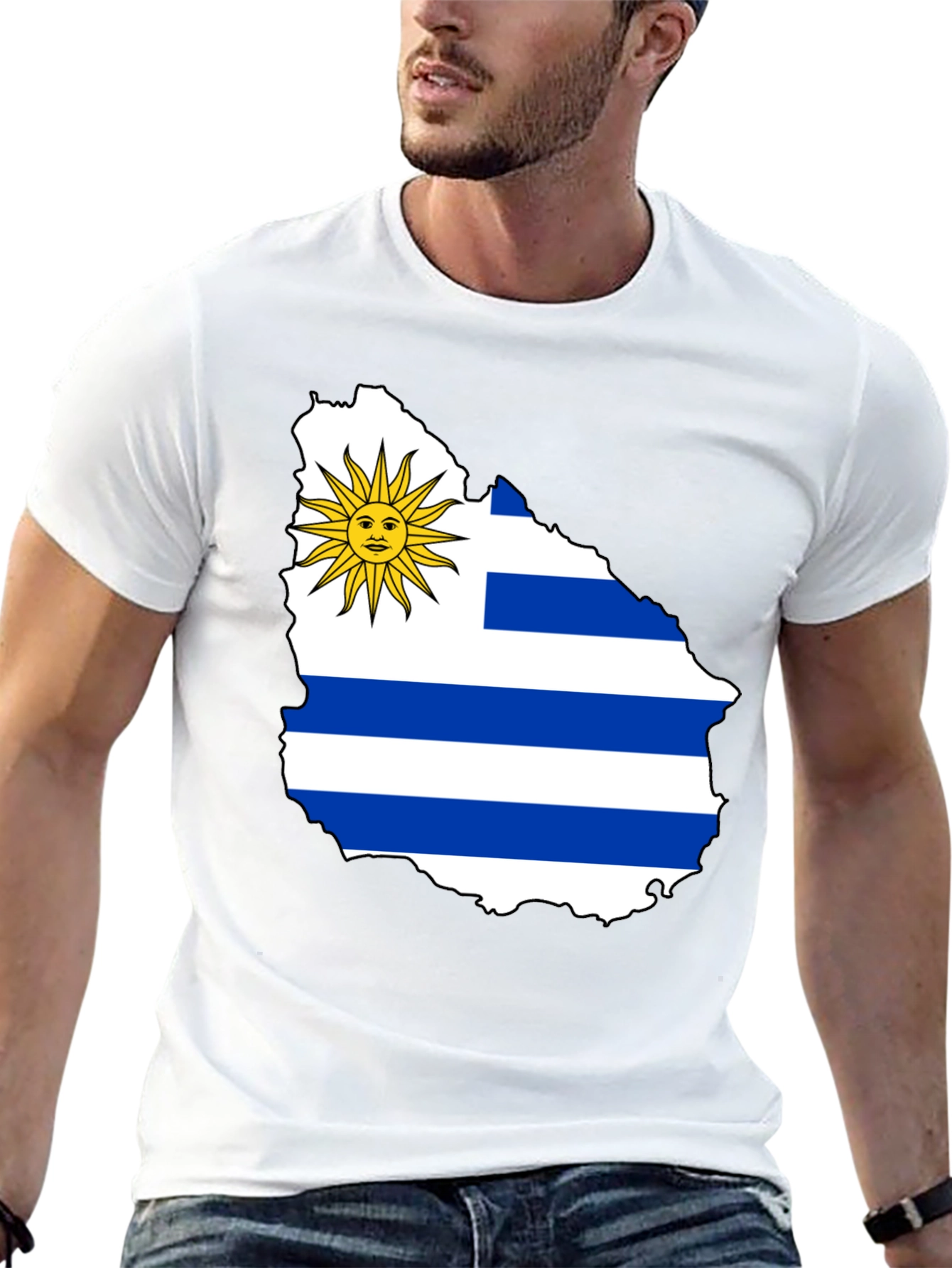 Uruguay Flag T-Shirt - Black Cotton Tee