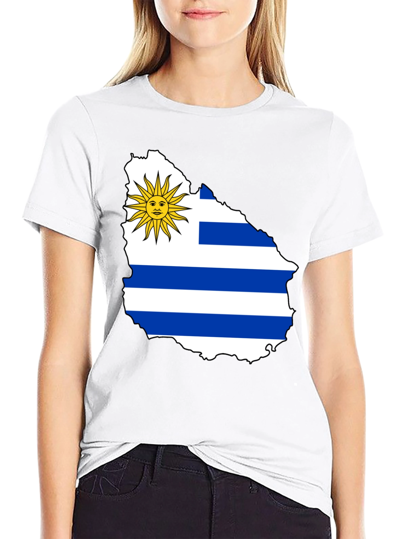 Uruguay Flag T-Shirt - Black Cotton Tee