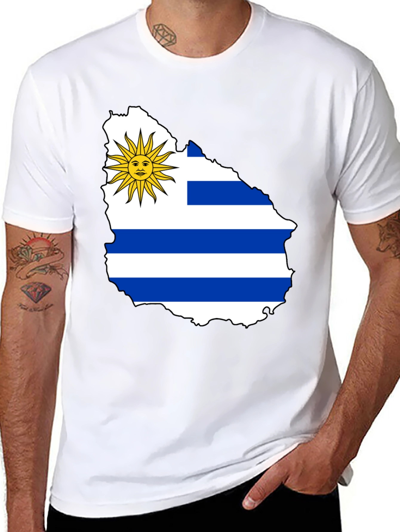Uruguay Flag T-Shirt - Black Cotton Tee