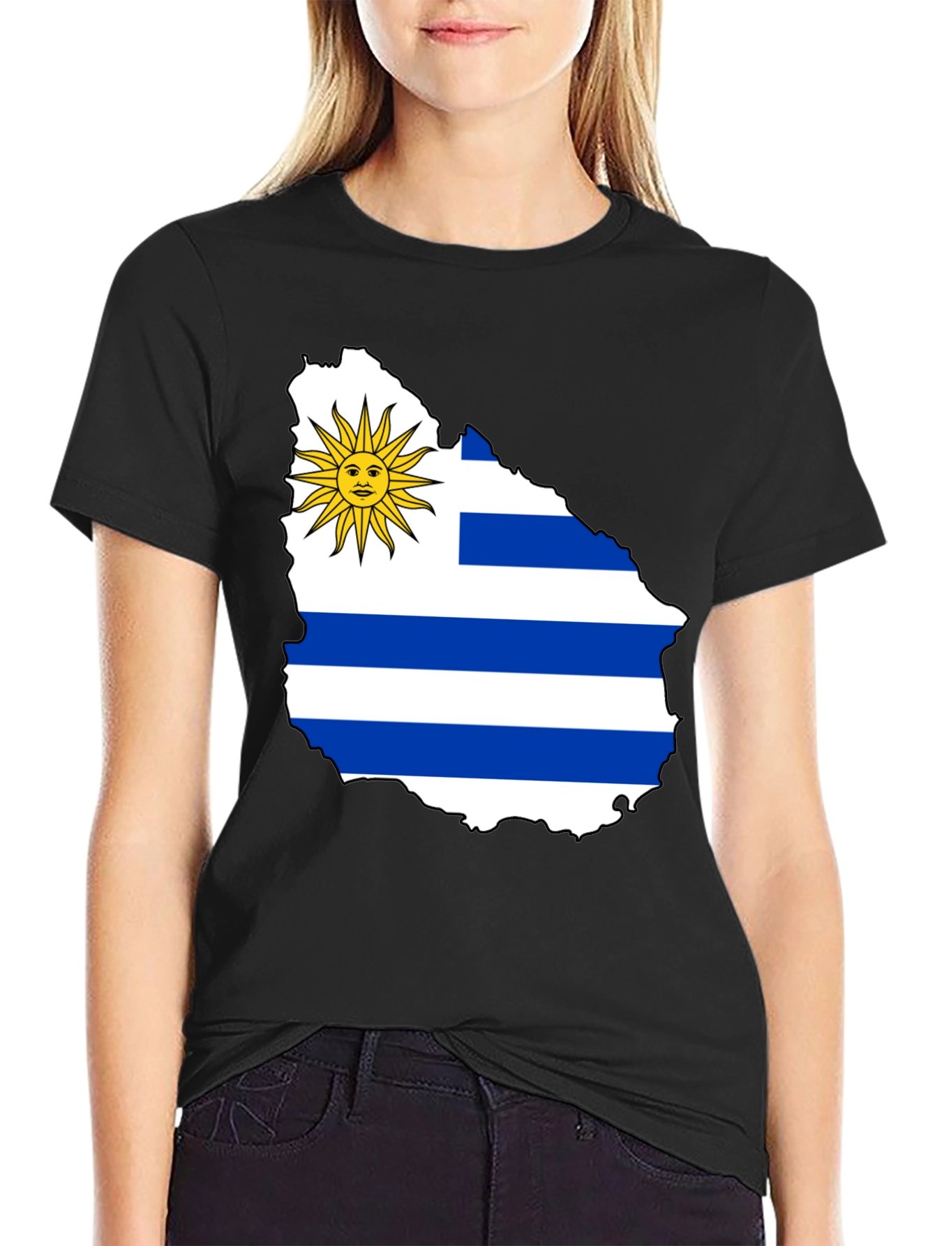 Uruguay Flag T-Shirt - Black Cotton Tee