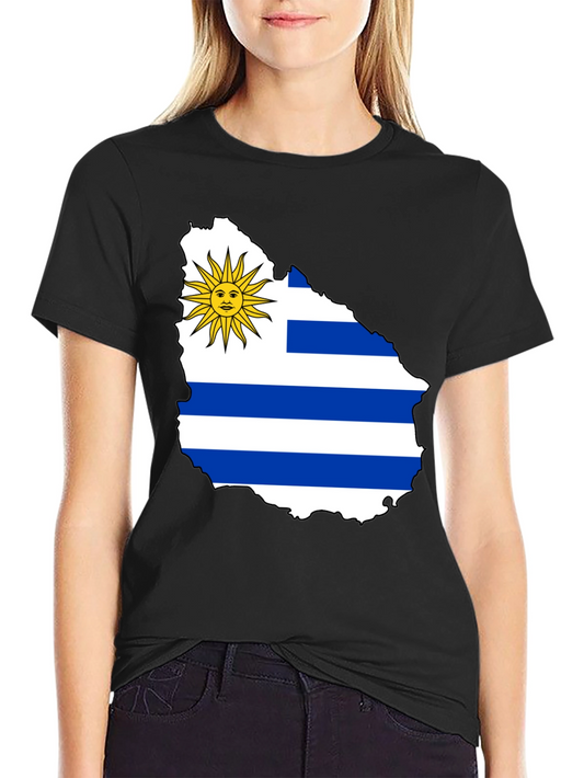 Uruguay Flag T-Shirt - Black Cotton Tee