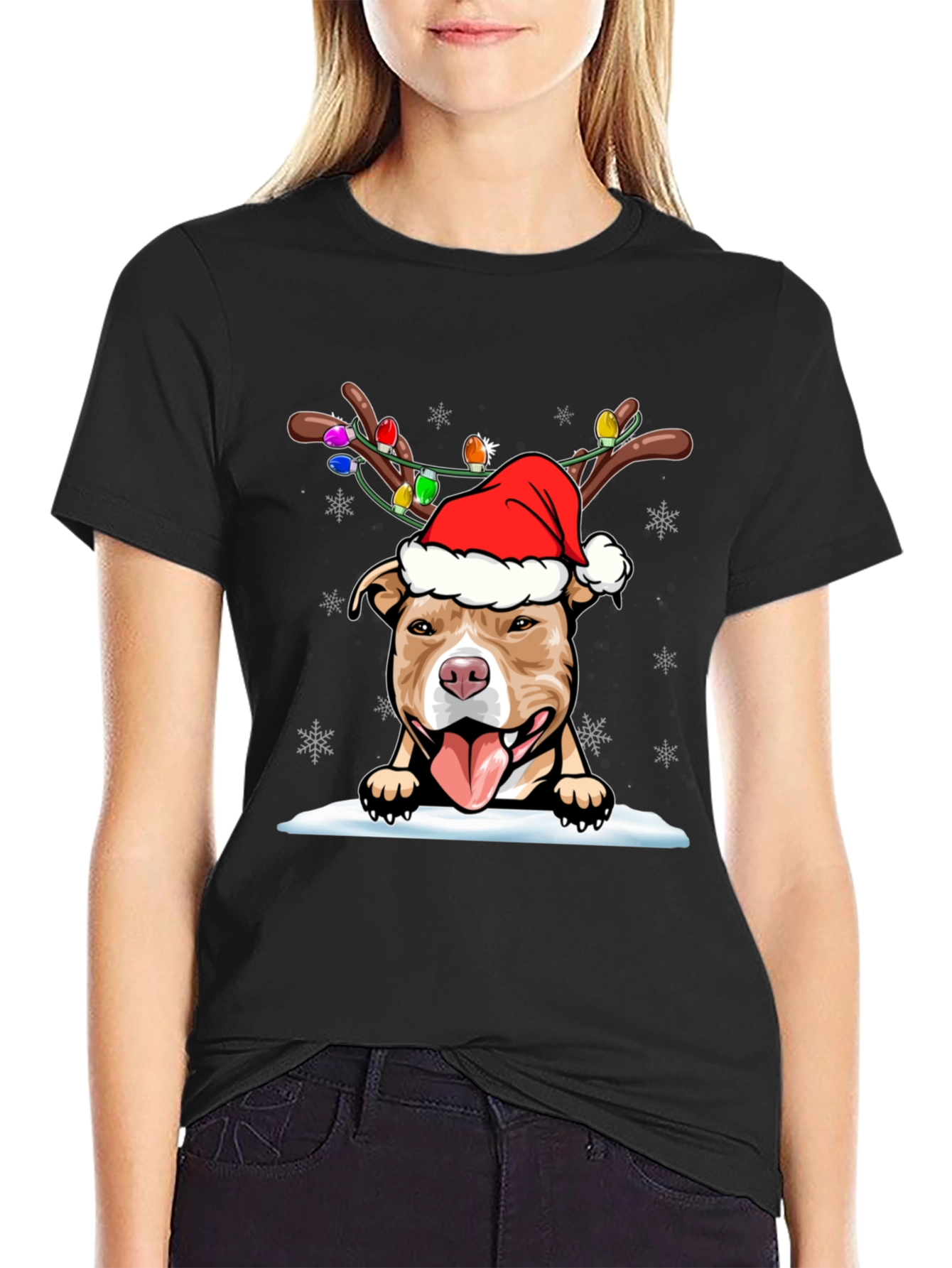 Festive Pitbull Christmas T-Shirt
