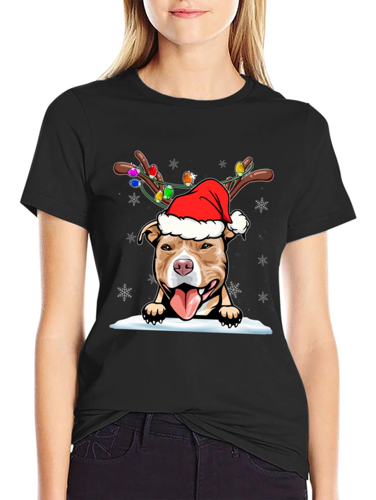 Festive Pitbull Christmas T-Shirt