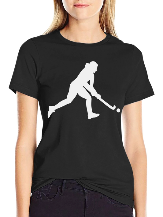 Hockey Player Silhouette Graphic Tee - Black
