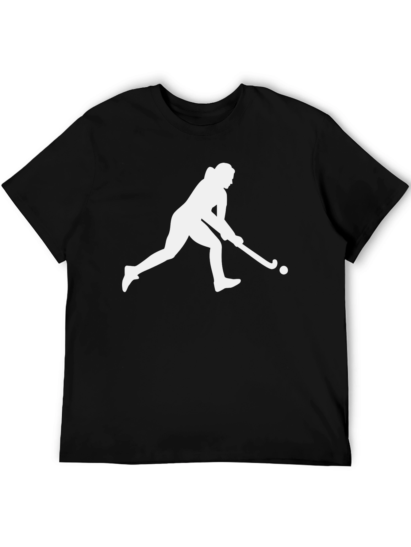 Hockey Player Silhouette Graphic Tee - Black