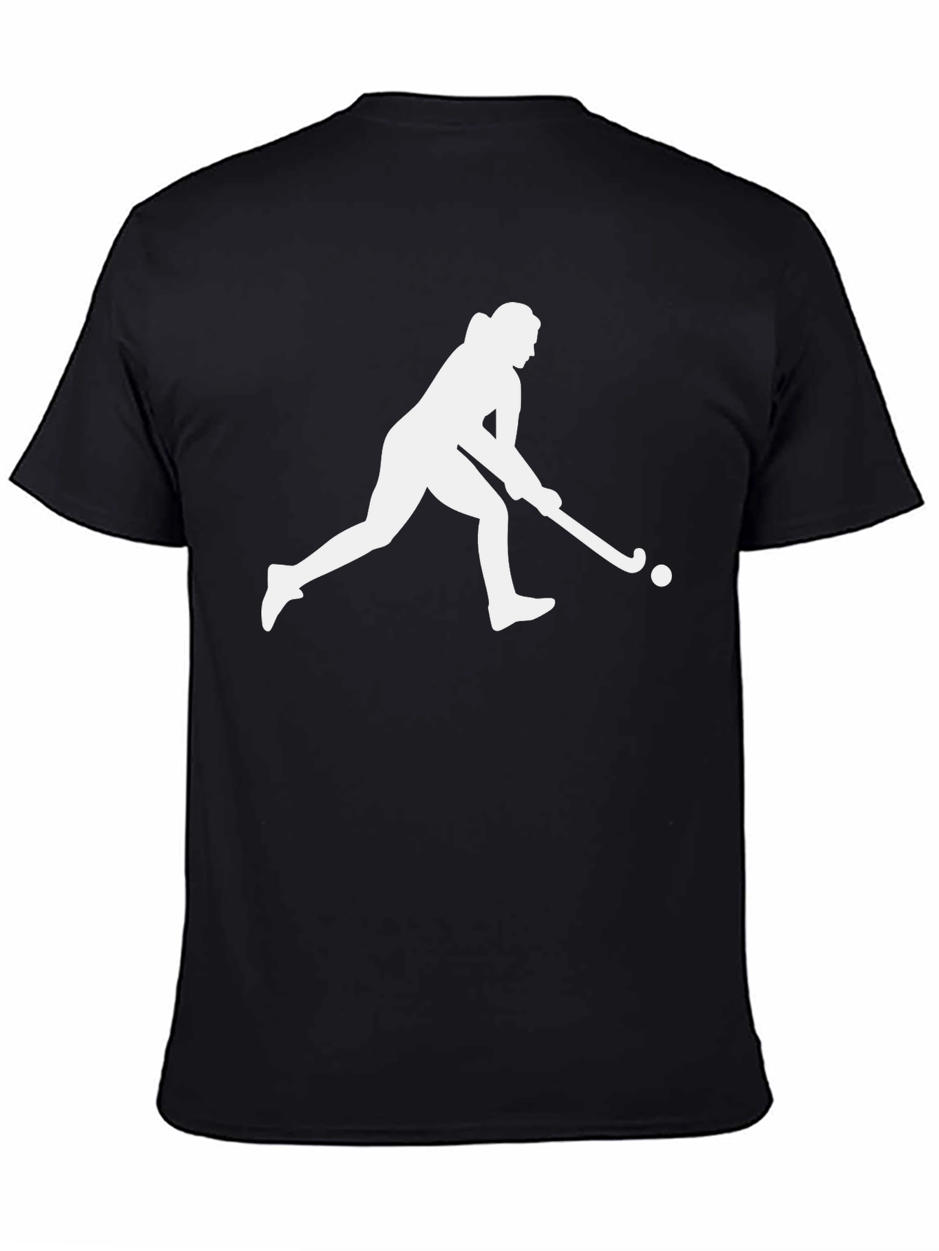 Hockey Player Silhouette Graphic Tee - Black