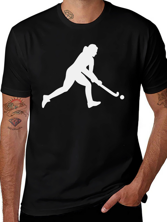 Hockey Player Silhouette Graphic Tee - Black