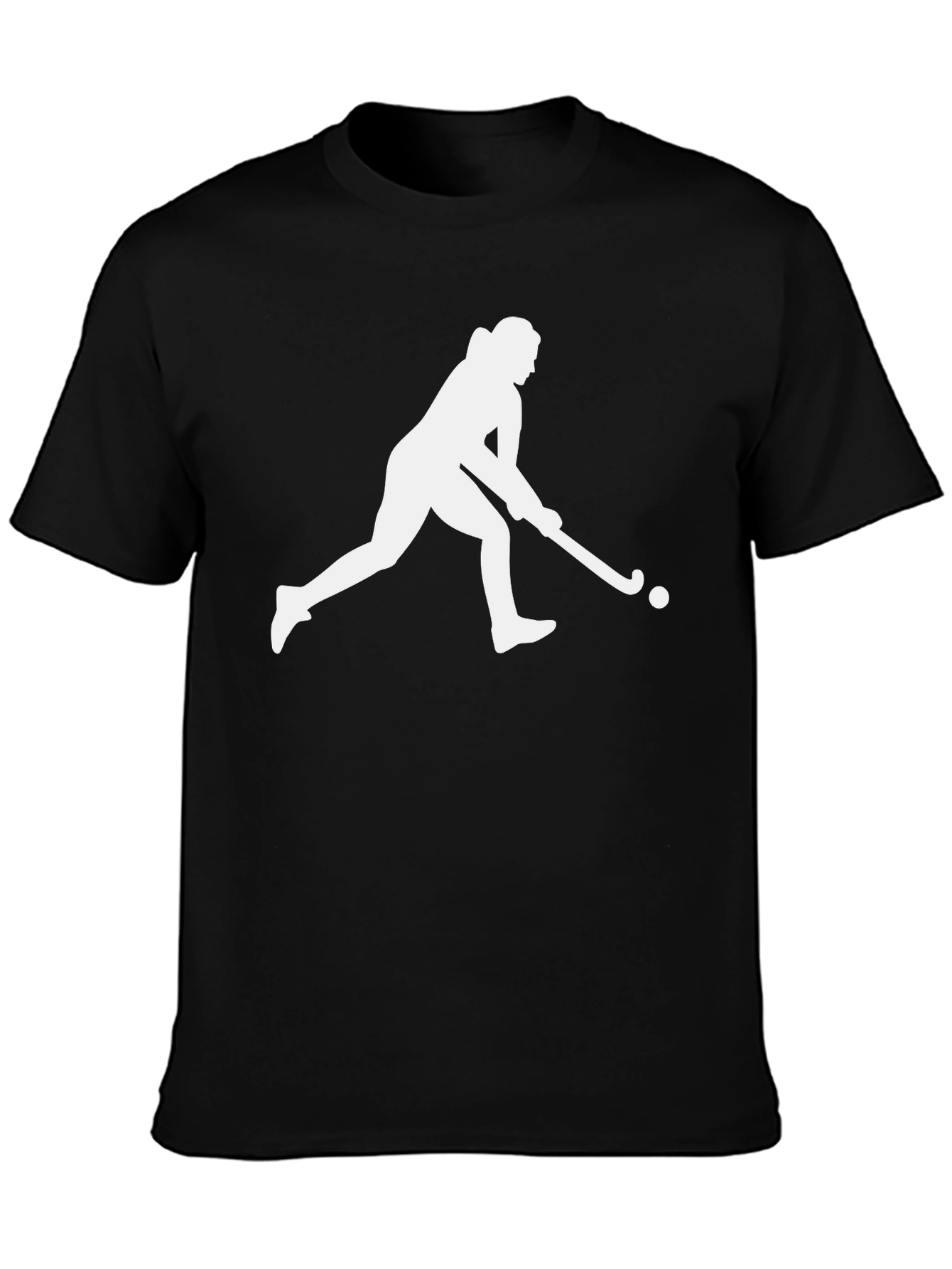 Hockey Player Silhouette Graphic Tee - Black