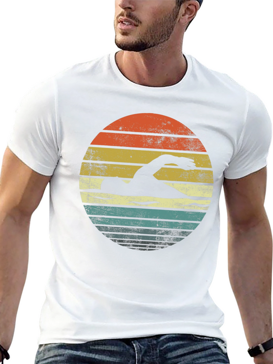 Vintage Swimmer Graphic Tee - Retro Style