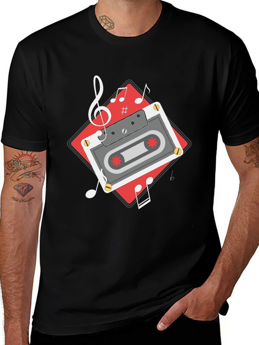 Retro Cassette Tape Music T-Shirt - Black