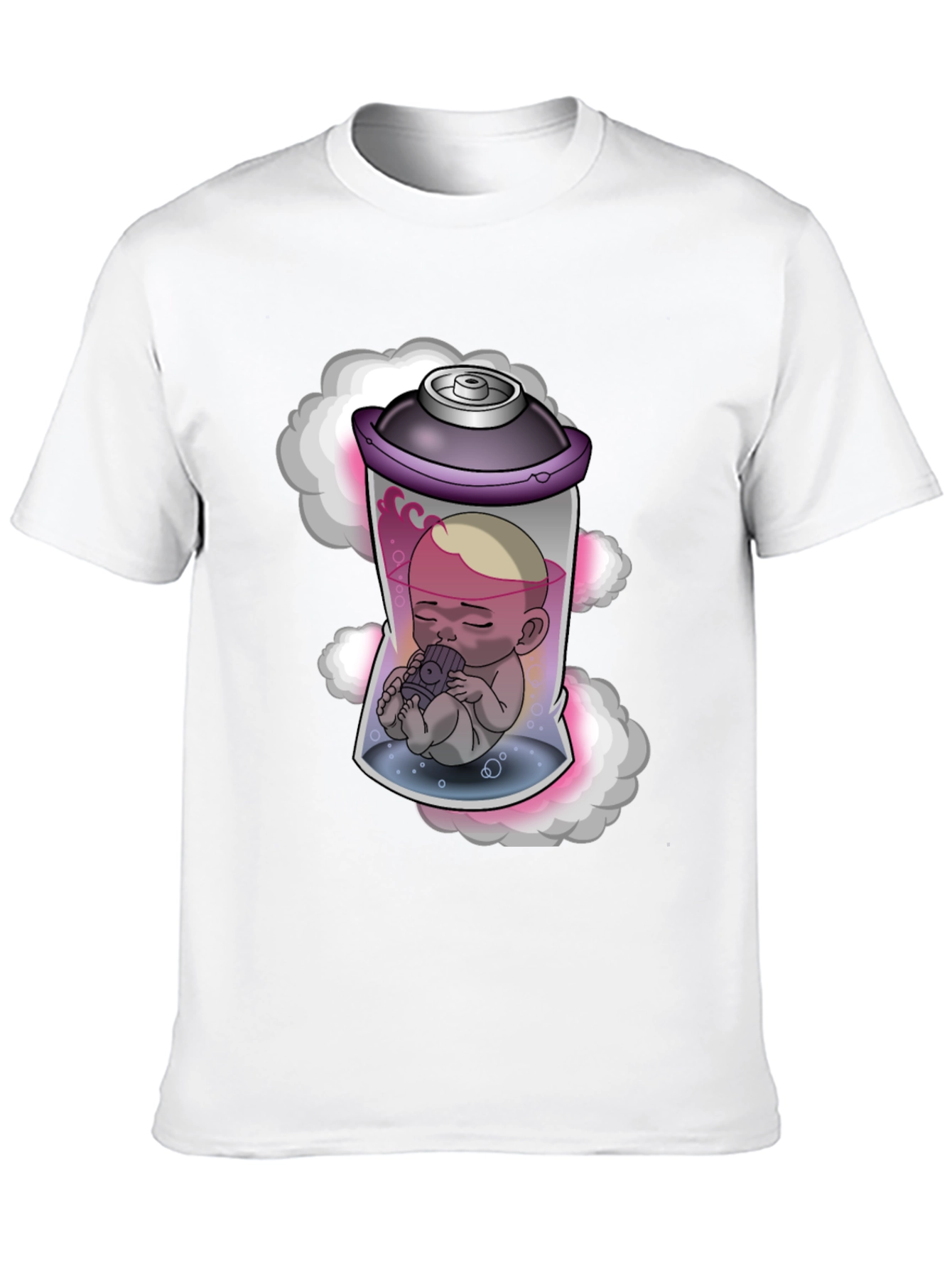 Unique Graphic Tee: Baby in Spray Can