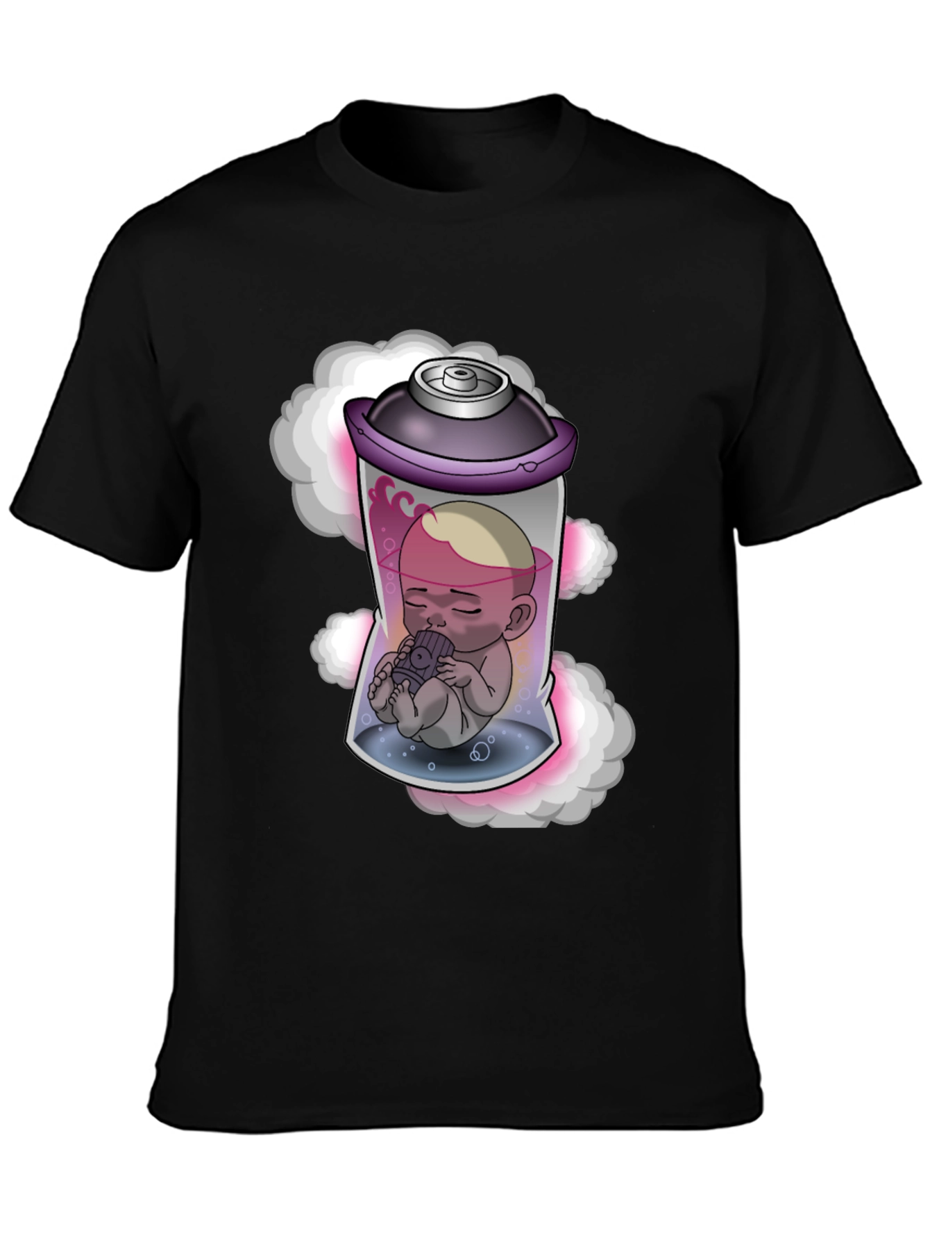 Unique Graphic Tee: Baby in Spray Can