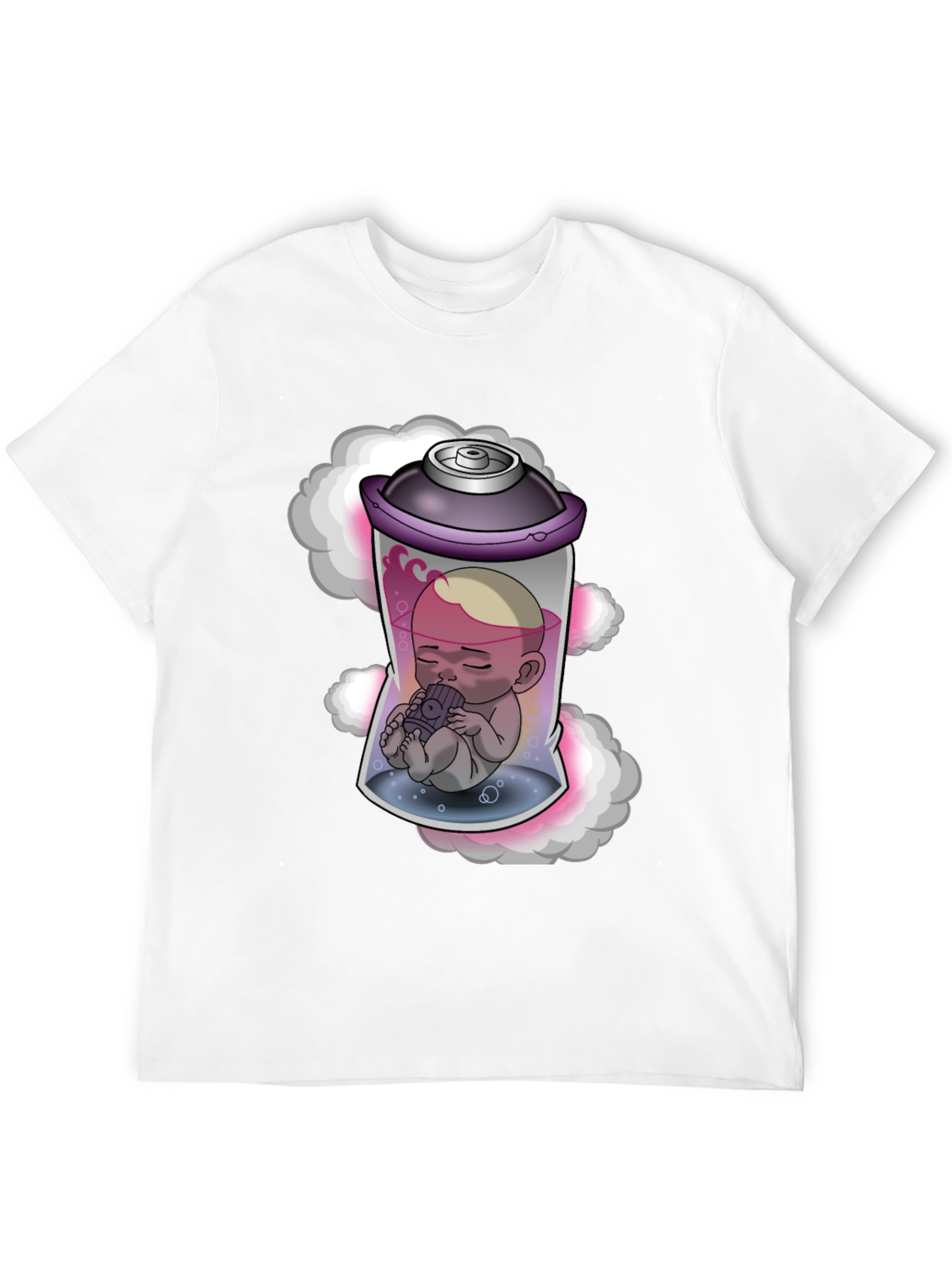 Unique Graphic Tee: Baby in Spray Can