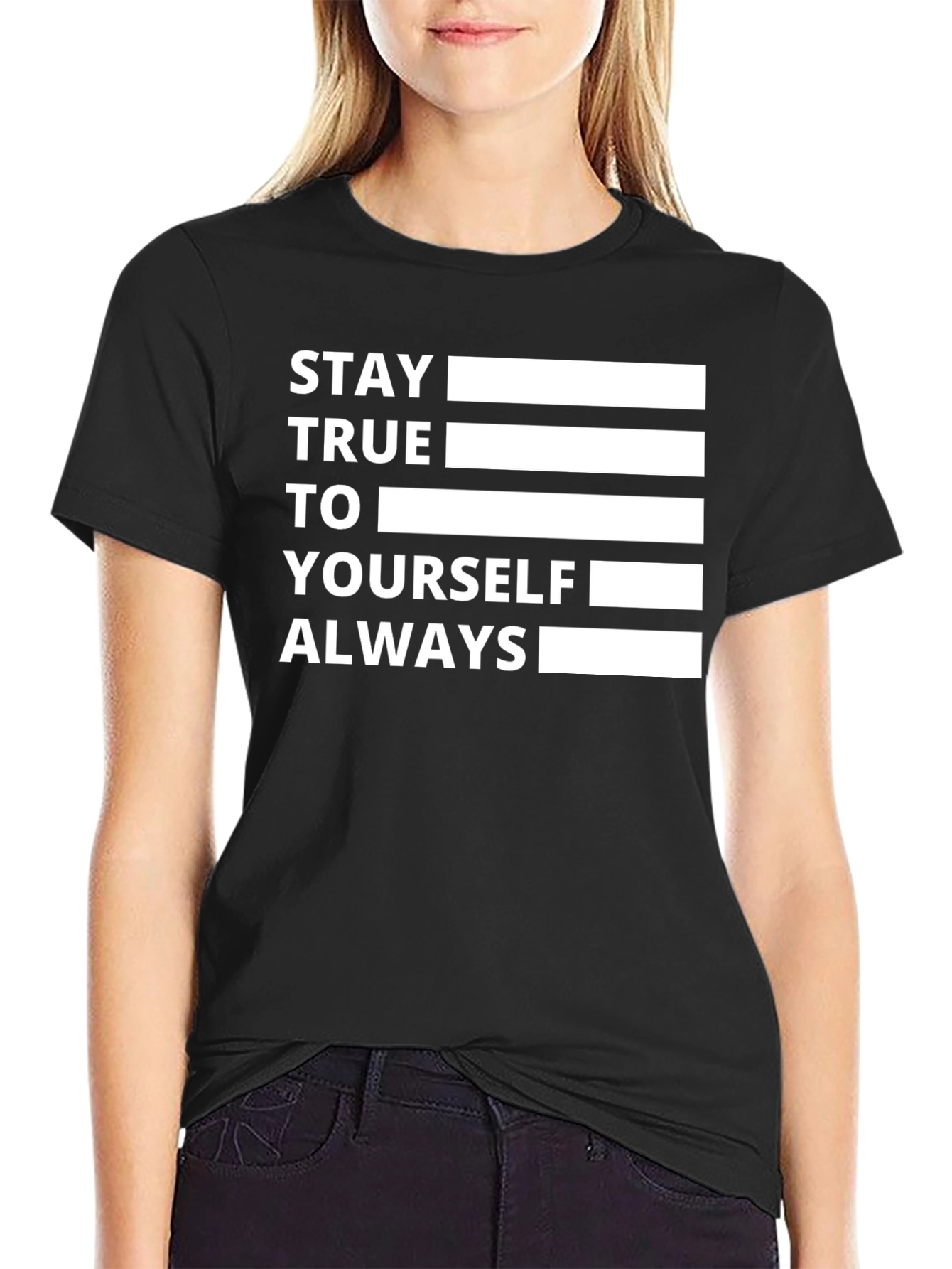 Stay True Black Graphic Tee