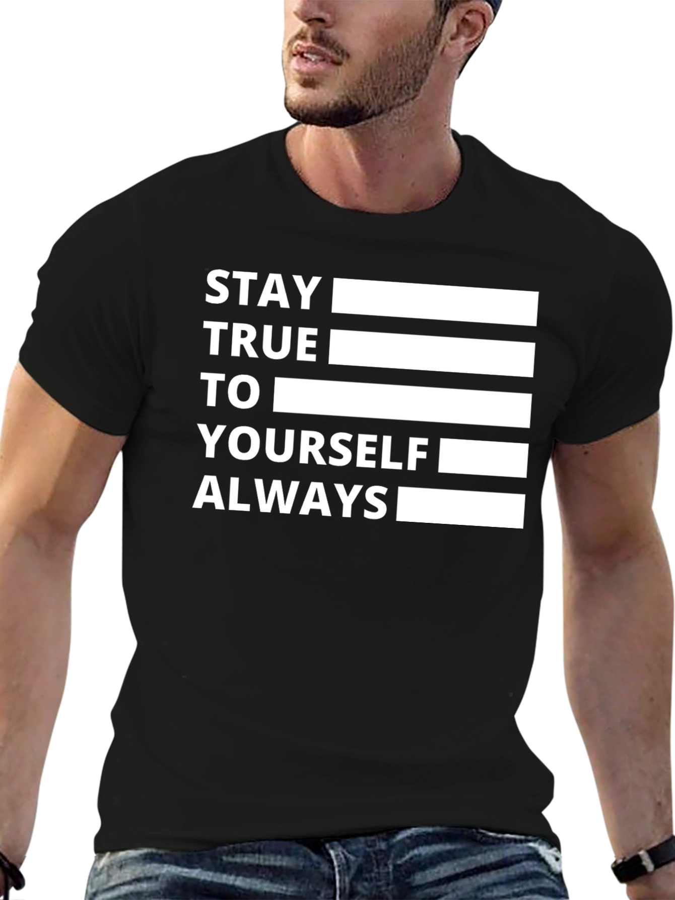 Stay True Black Graphic Tee
