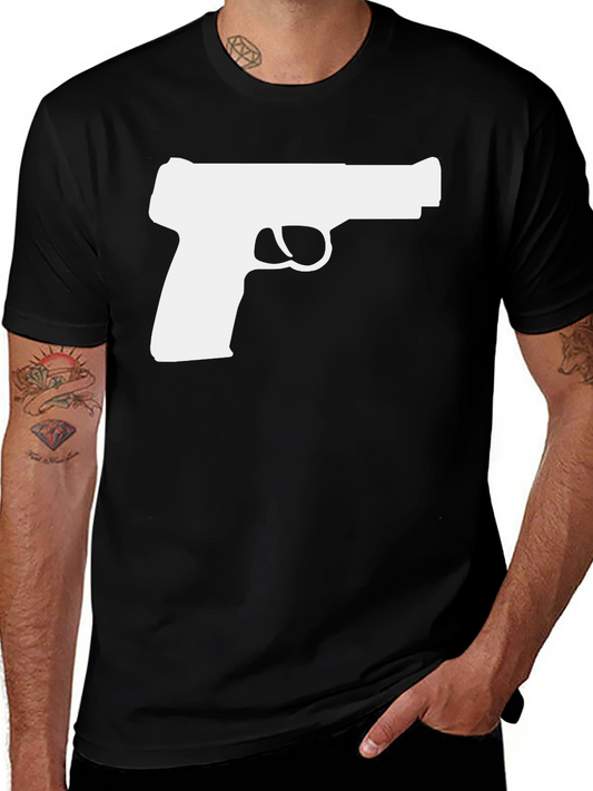 Gun Graphic Tee - Stylish Black Cotton T-Shirt