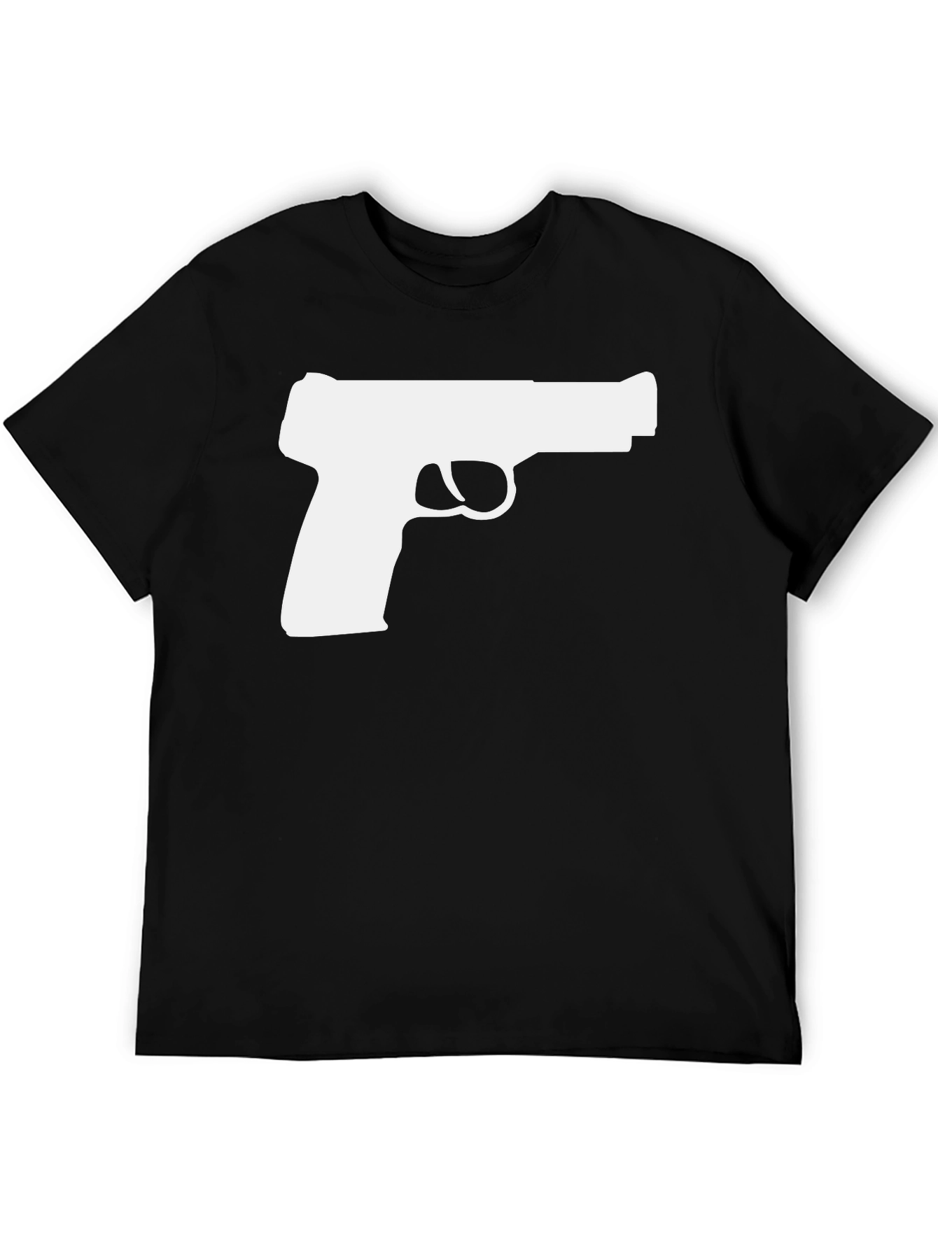 Gun Graphic Tee - Stylish Black Cotton T-Shirt