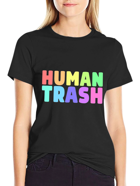 HUMAN TRASH Colorful Graphic Print T-Shirt