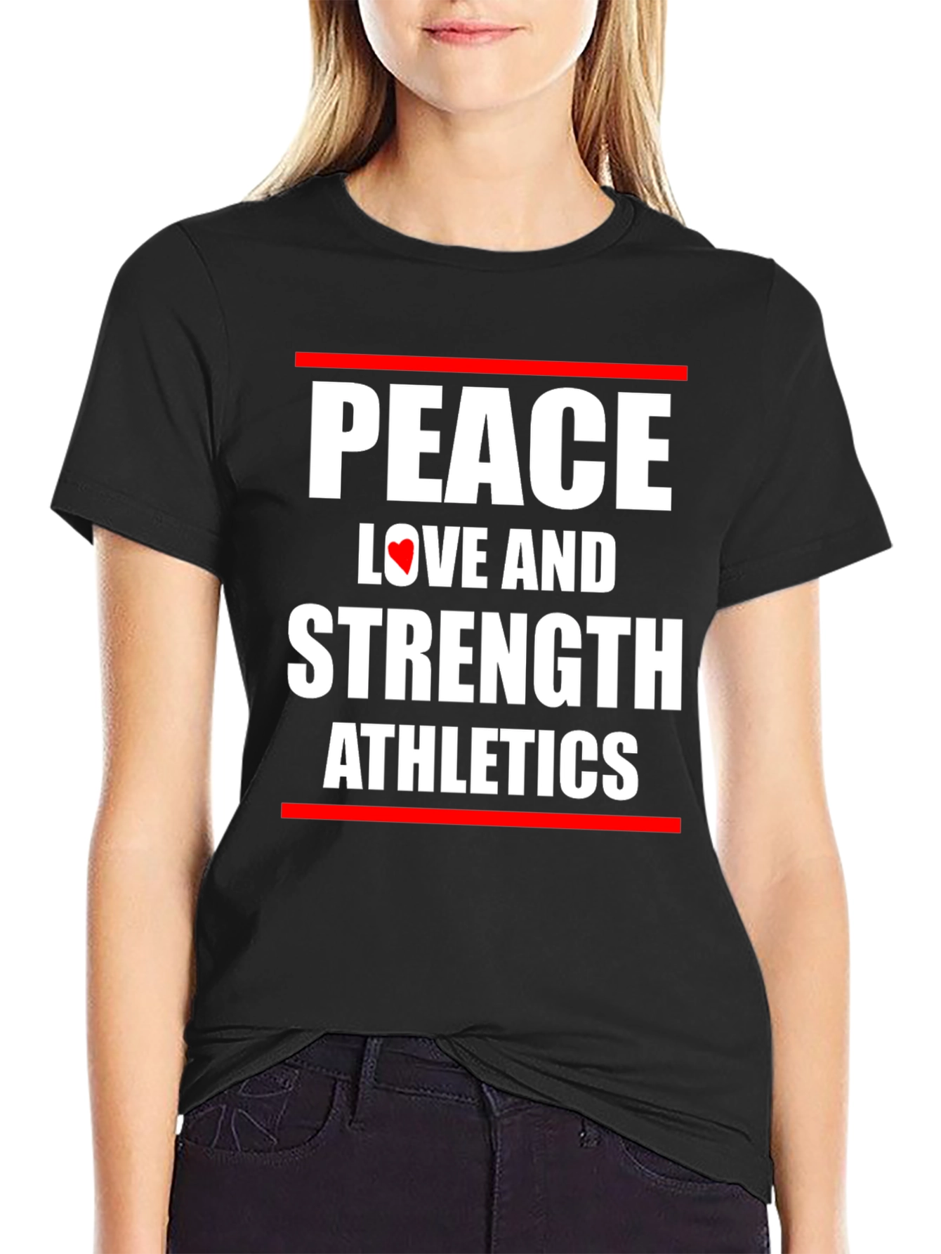 Peace Love Strength Athletes Black T-Shirt