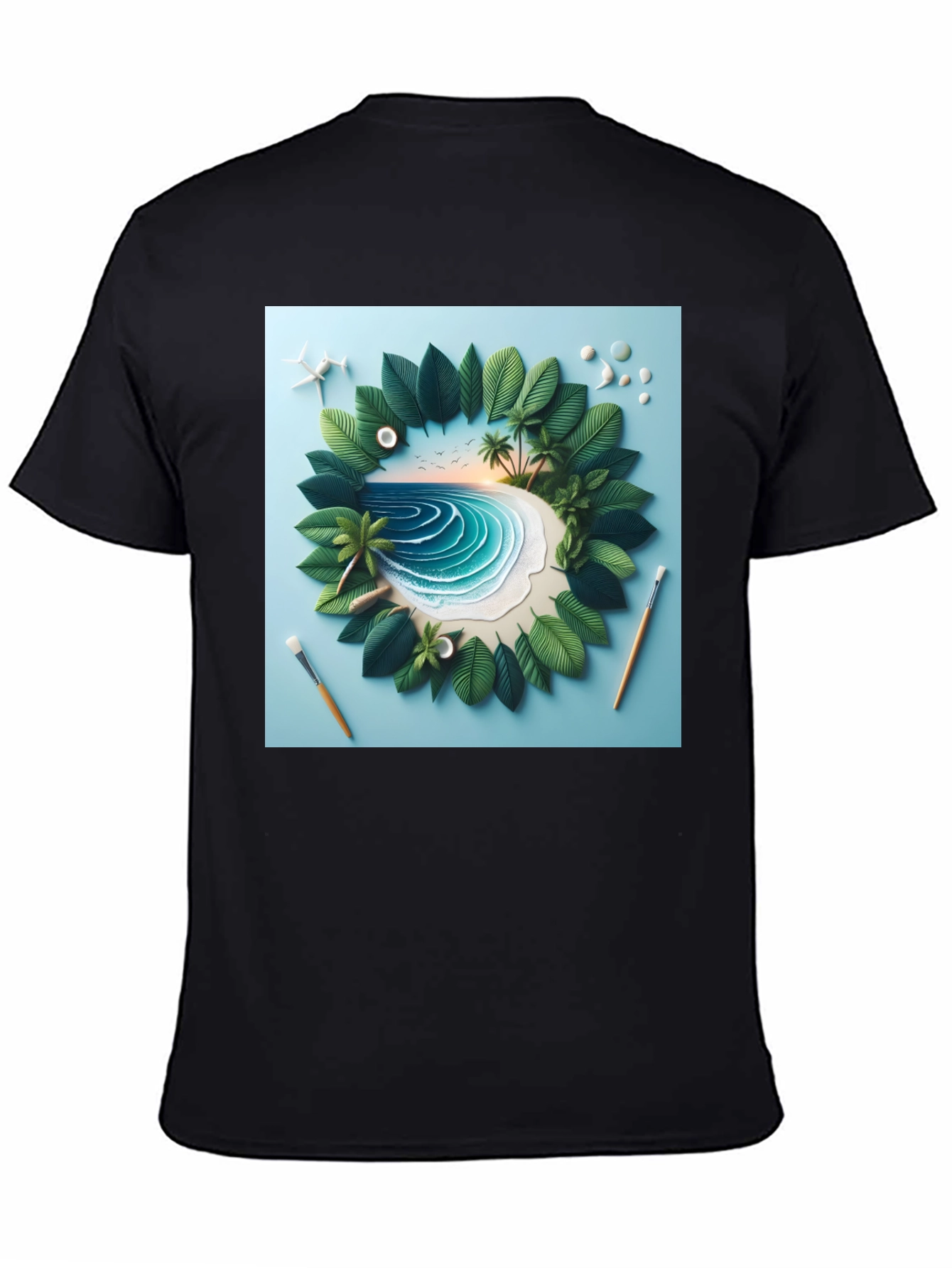 Tropical Island Tee - Artistic Beach Scene
