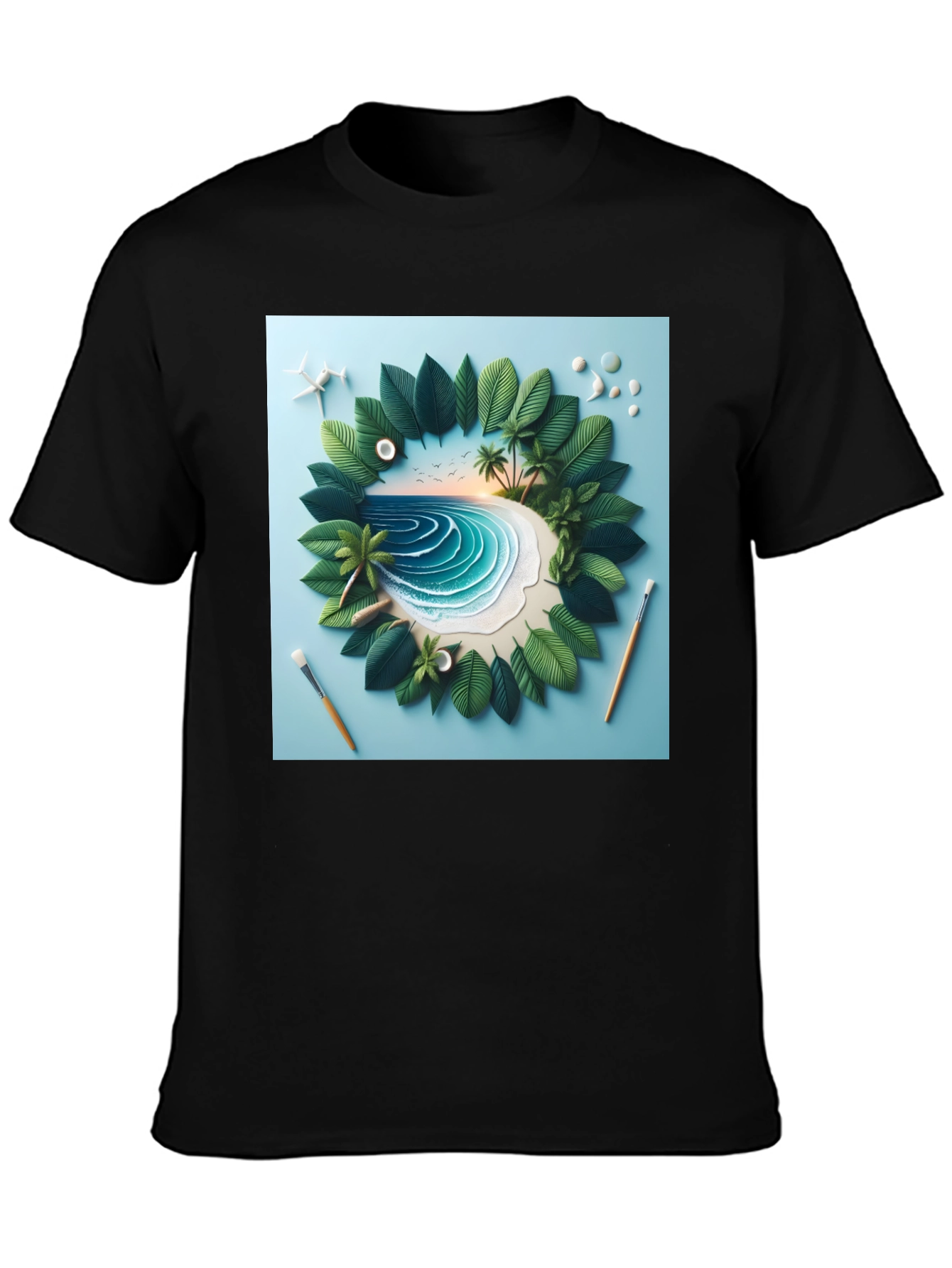 Tropical Island Tee - Artistic Beach Scene