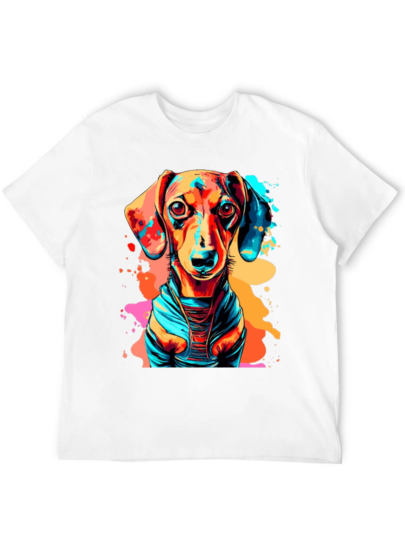 Vibrant Dachshund Graphic Tee - Unisex Black T-Shirt