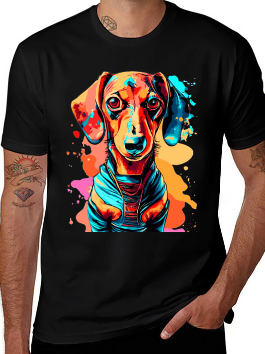 Vibrant Dachshund Graphic Tee - Unisex Black T-Shirt