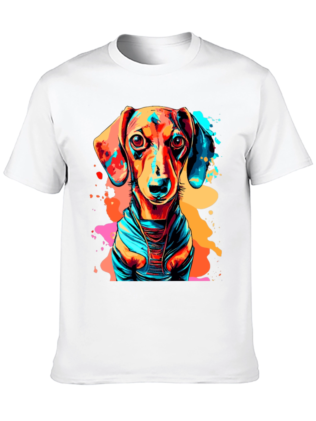 Vibrant Dachshund Graphic Tee - Unisex Black T-Shirt