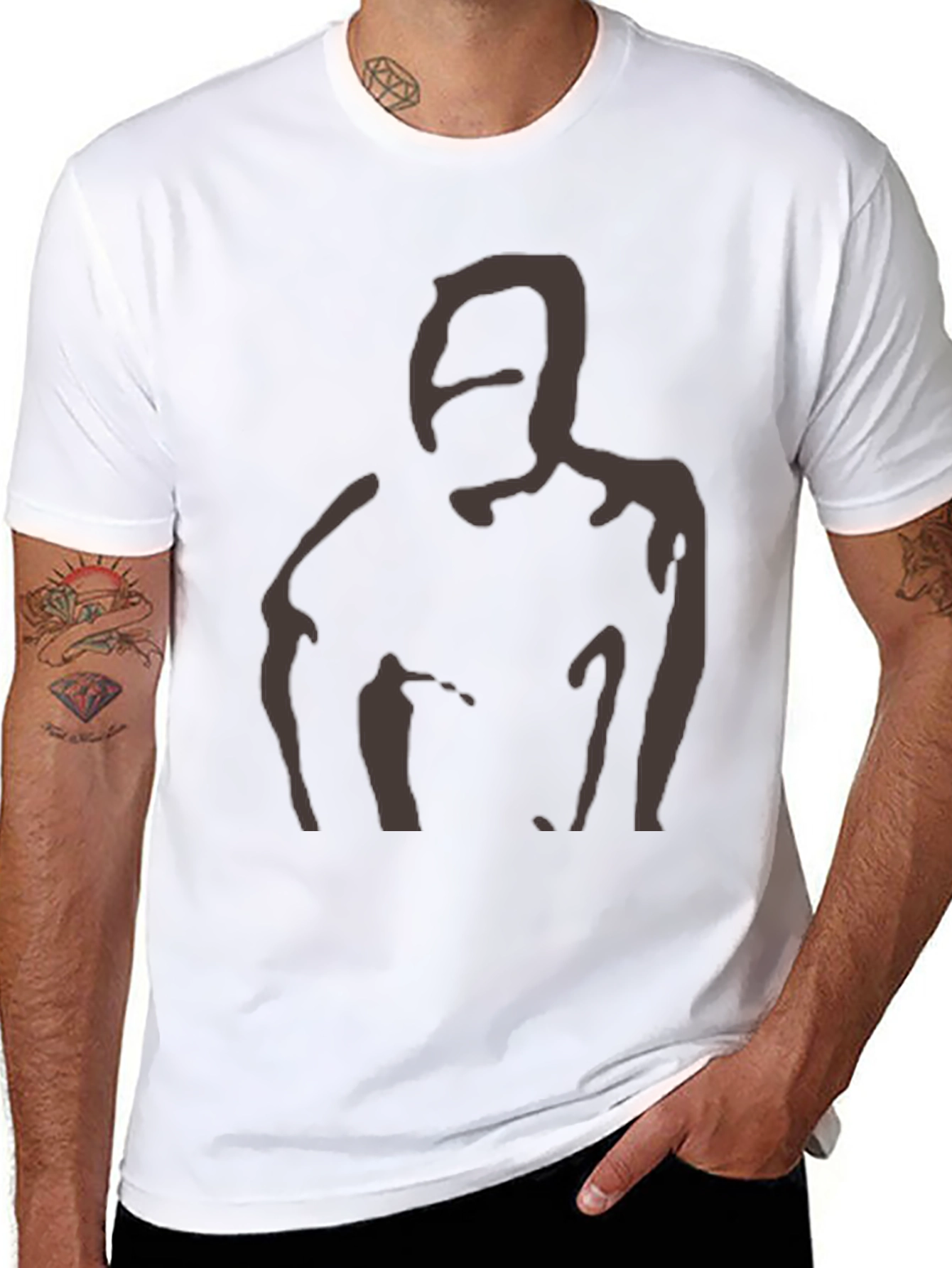 Abstract Silhouette Graphic Tee - Soft Black T-Shirt