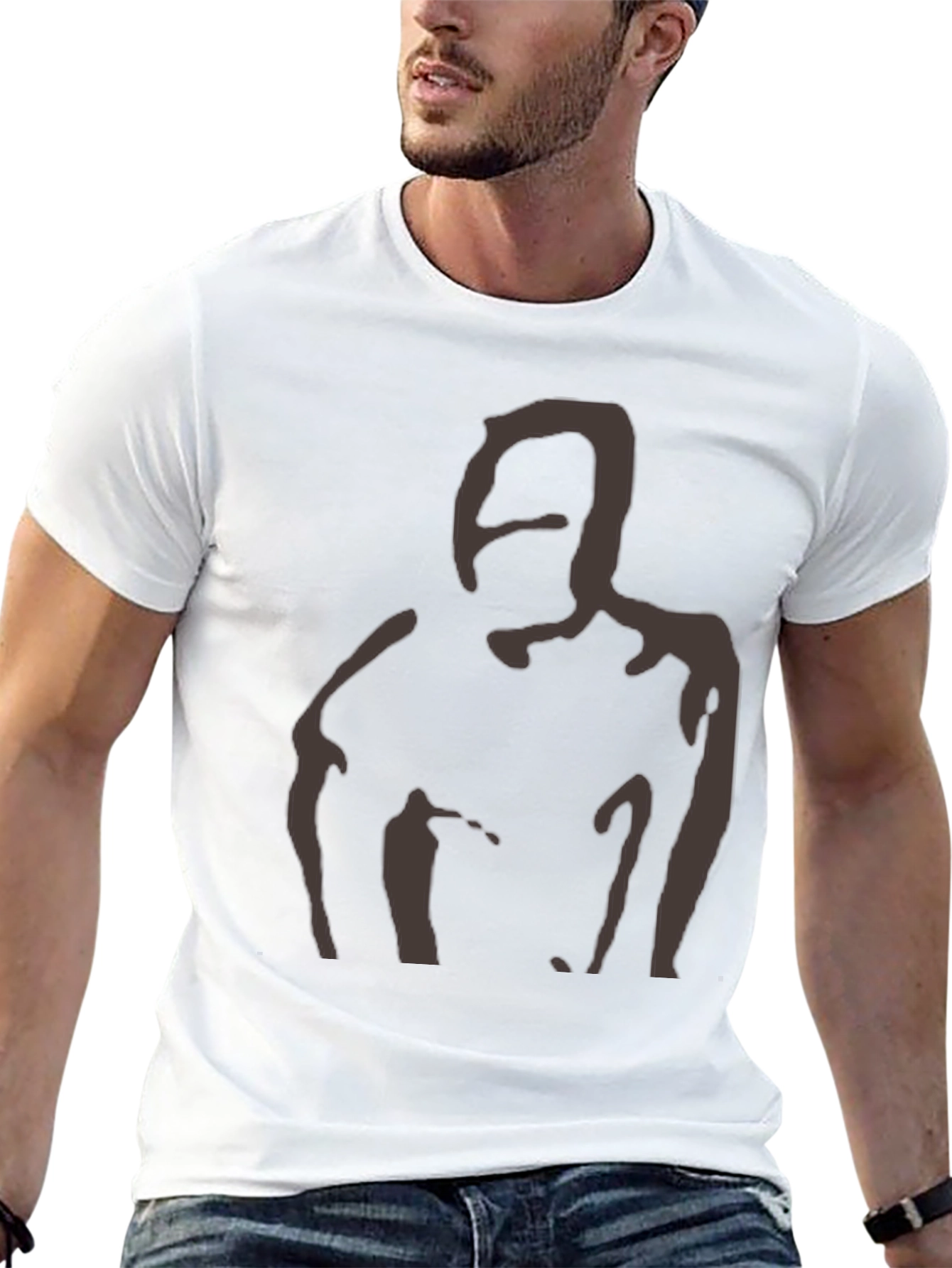 Abstract Silhouette Graphic Tee - Soft Black T-Shirt