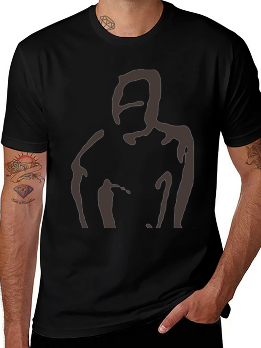 Abstract Silhouette Graphic Tee - Soft Black T-Shirt