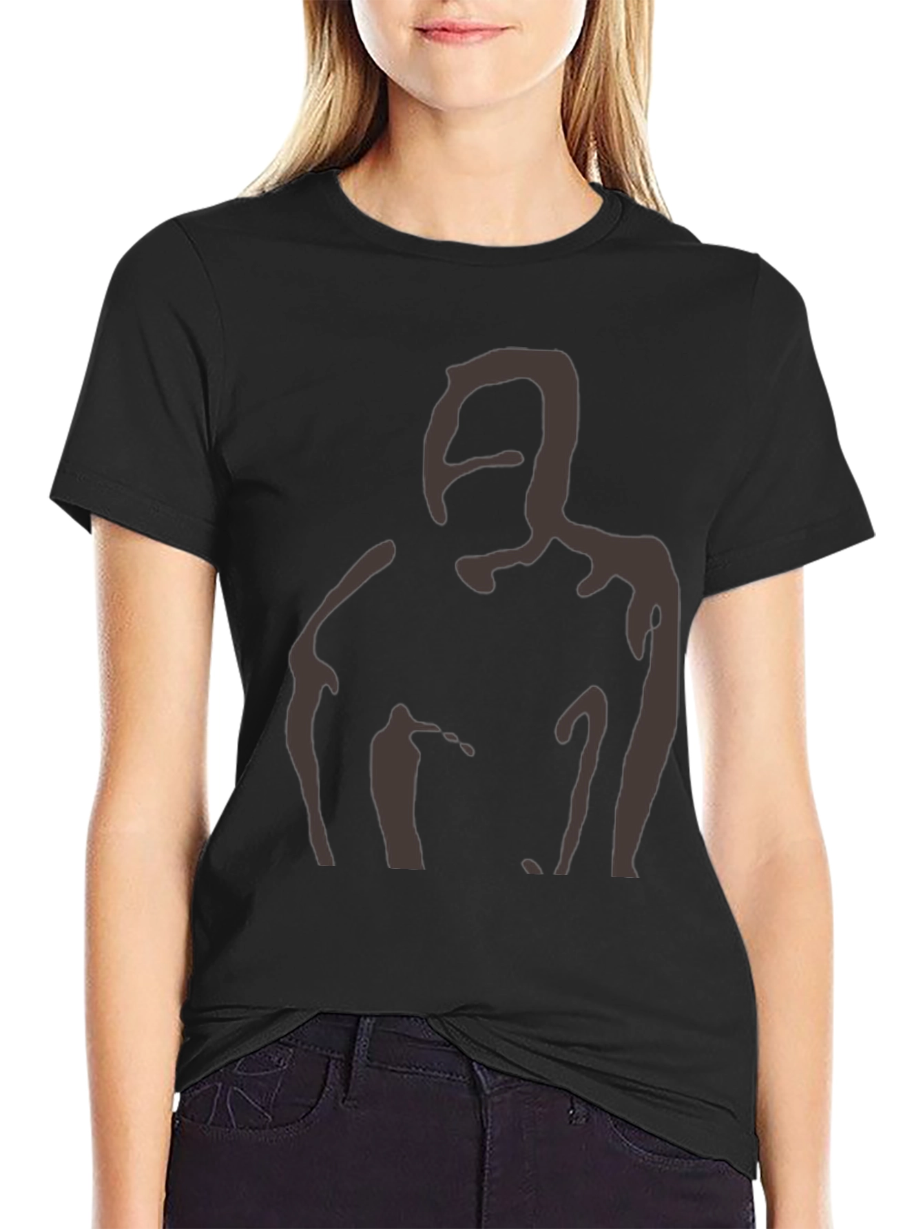 Abstract Silhouette Graphic Tee - Soft Black T-Shirt