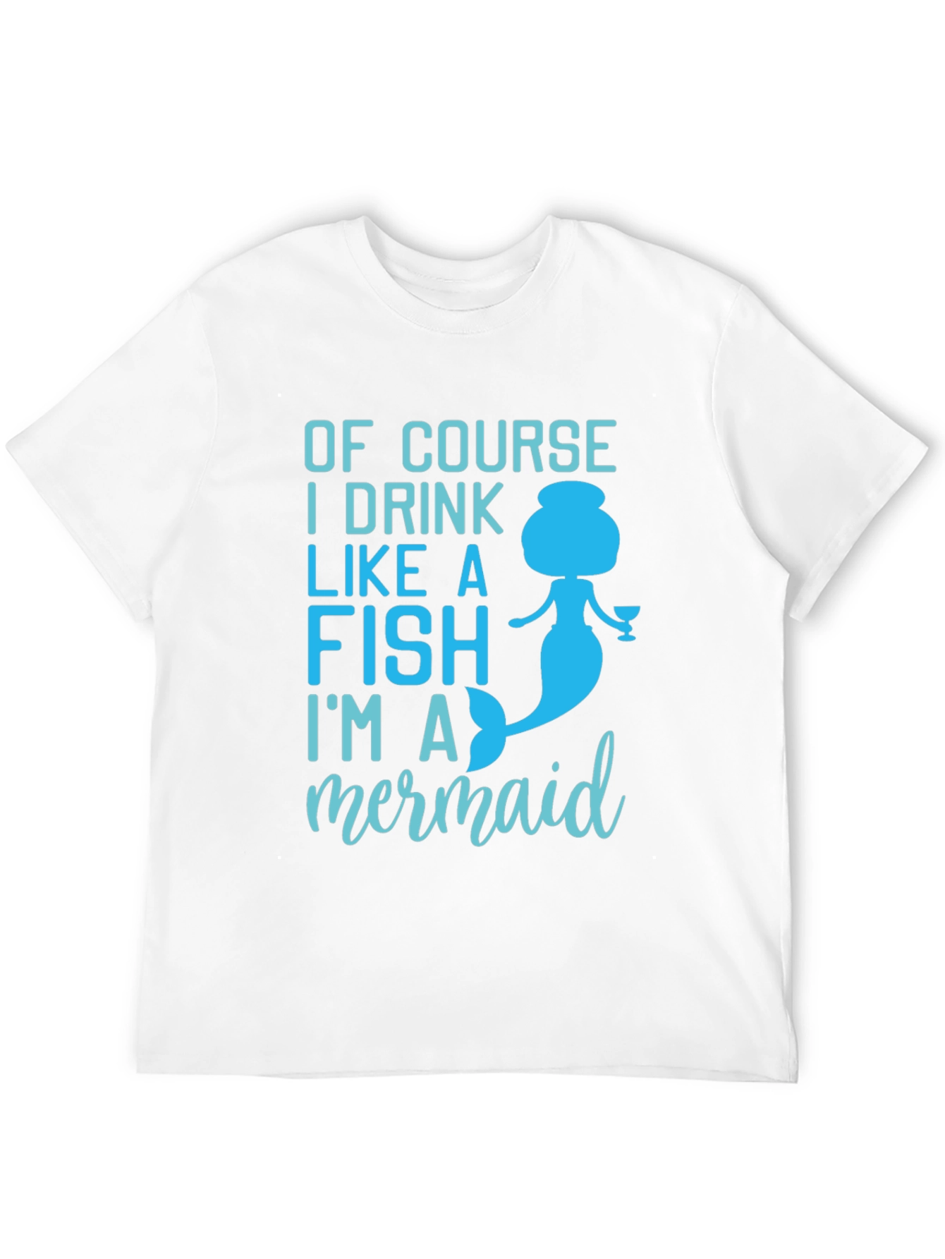 Mermaid Drink Like a Fish Black Graphic T-Shirt