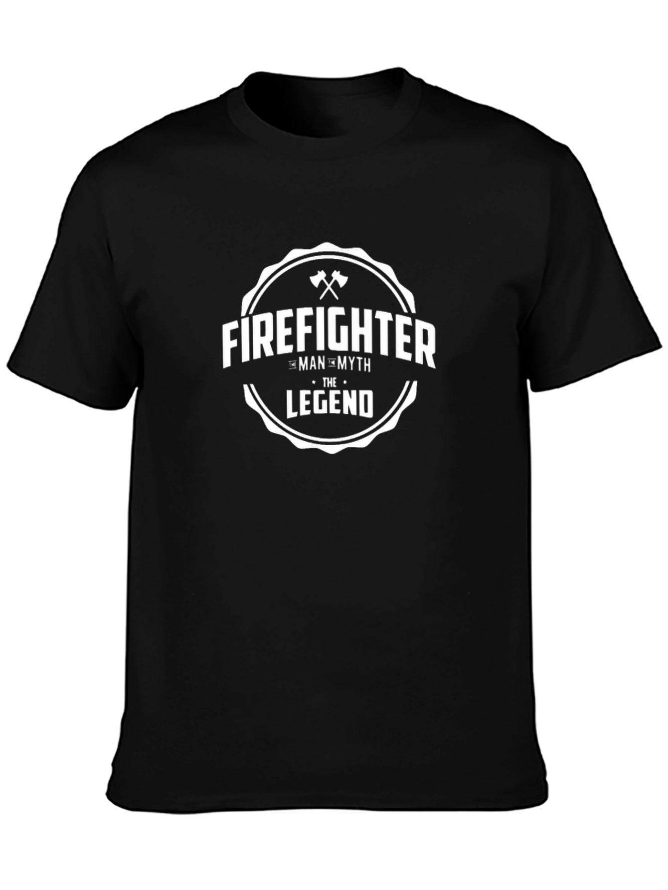 Firefighter Man Myth Legend Black T-Shirt