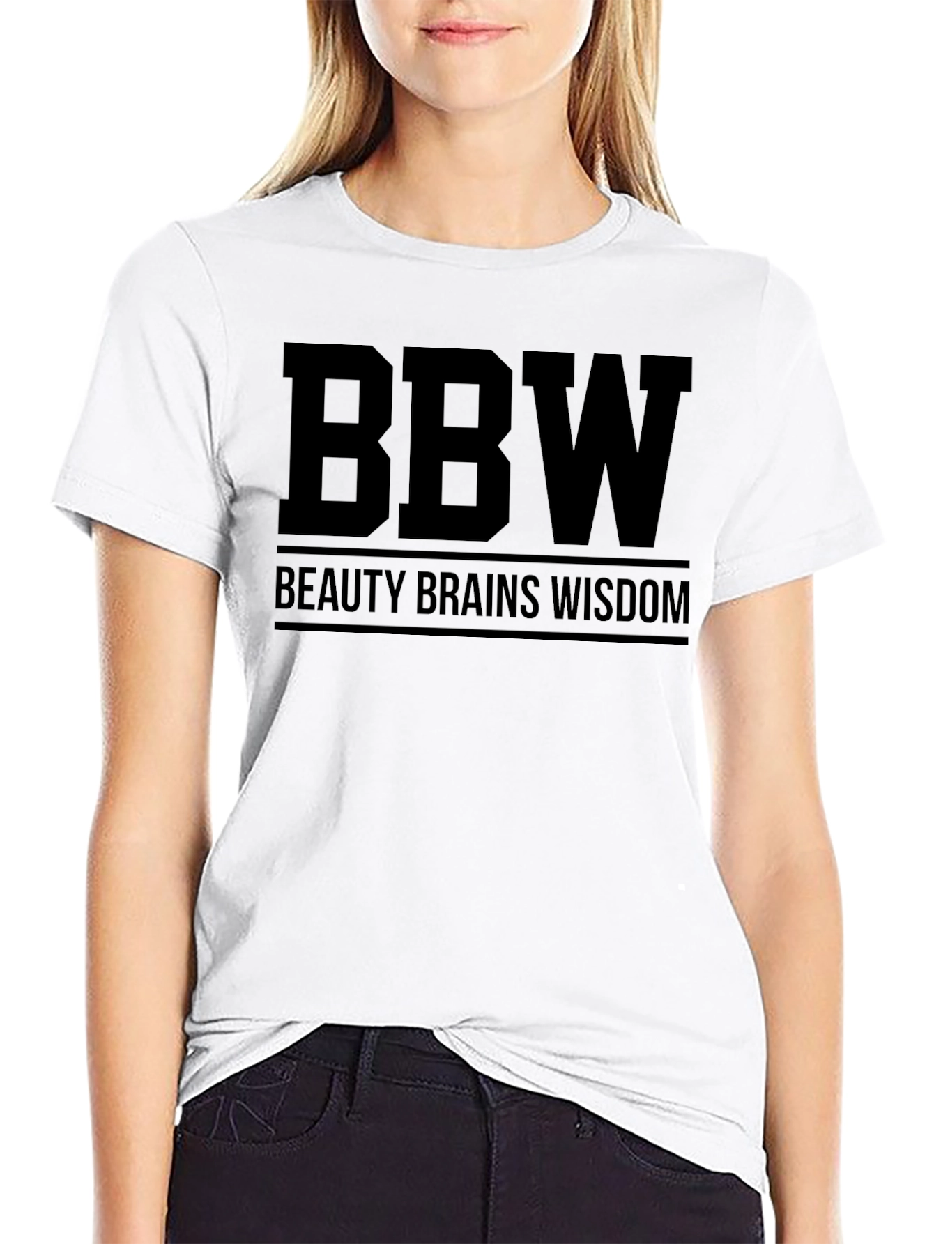 BBW Beauty Brains Wisdom Black T-Shirt