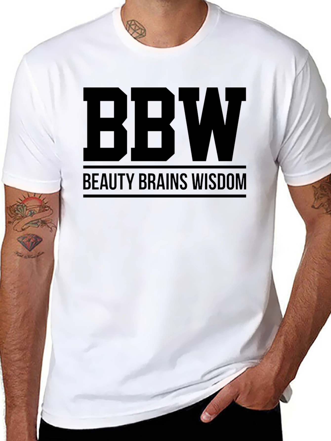 BBW Beauty Brains Wisdom Black T-Shirt
