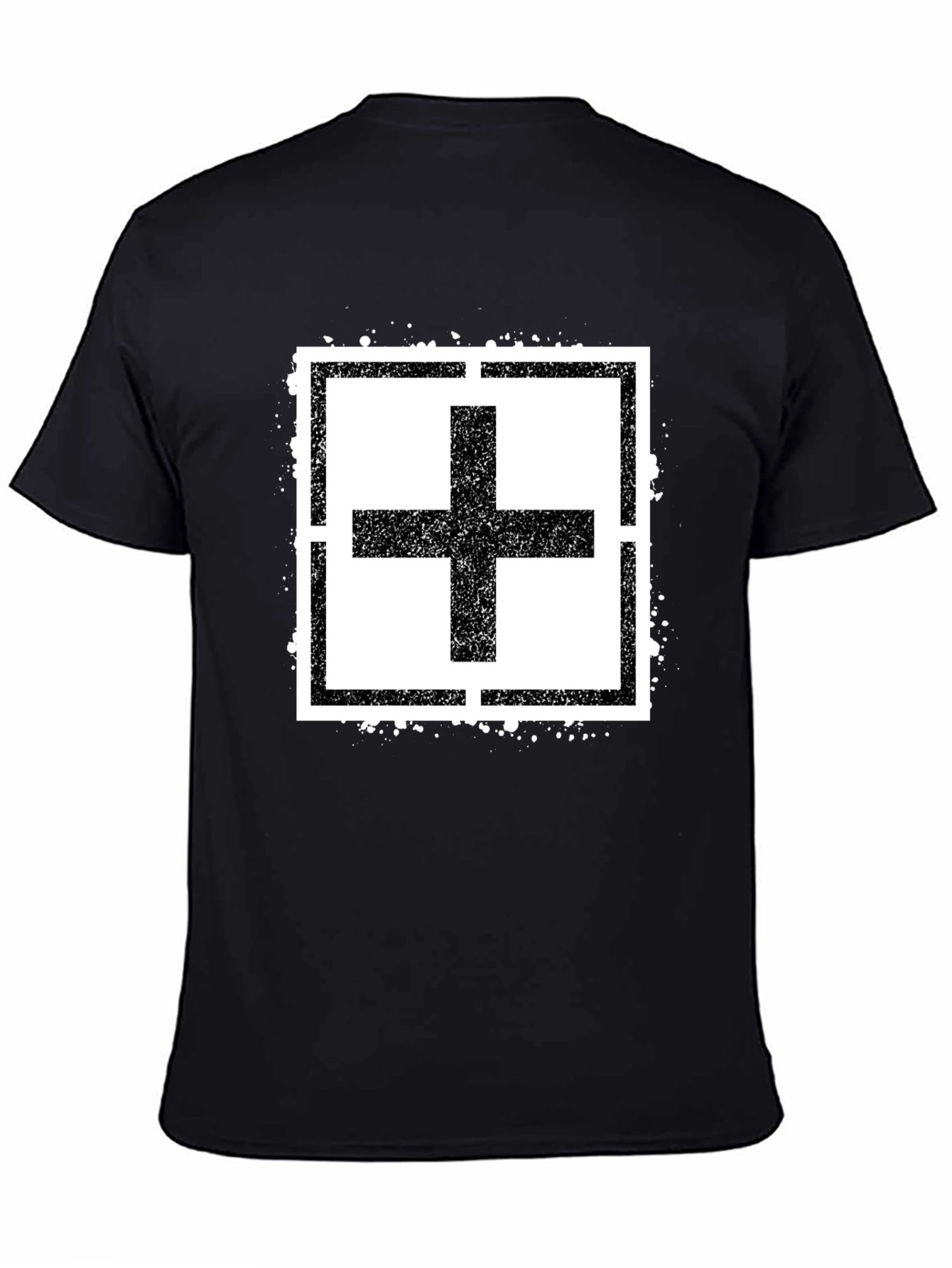 Plus Sign Square Black T-Shirt