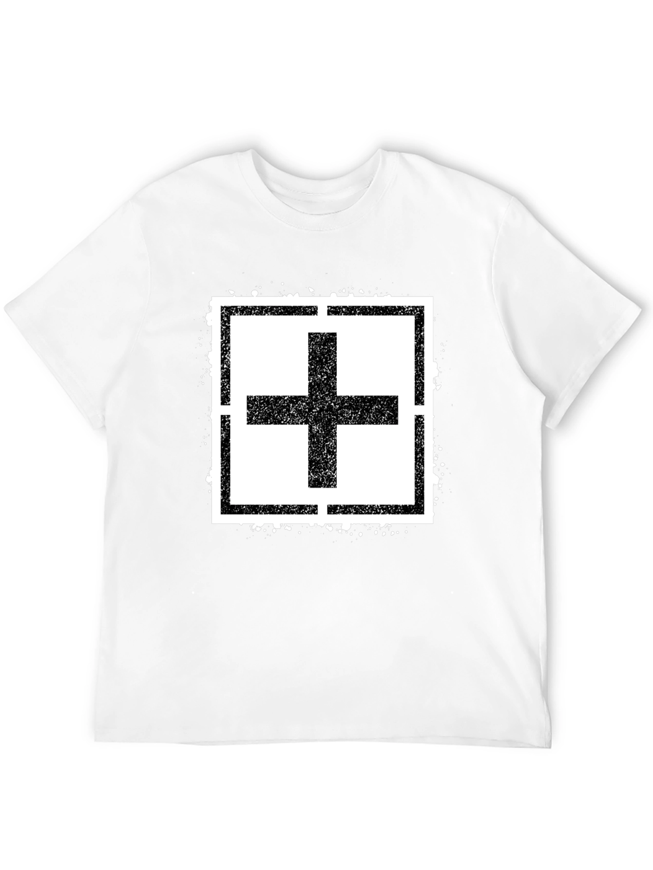 Plus Sign Square Black T-Shirt