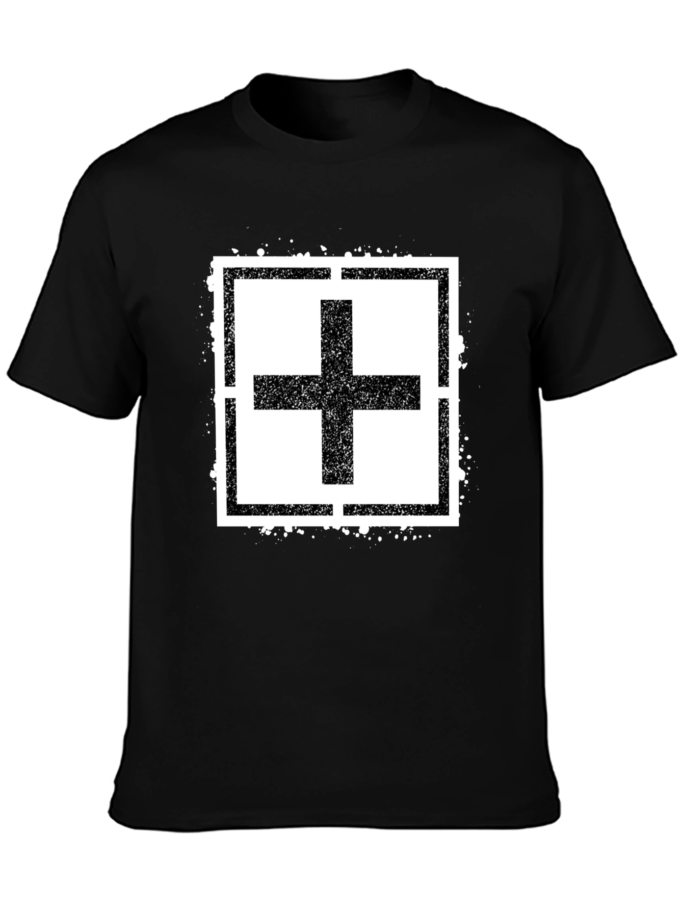 Plus Sign Square Black T-Shirt