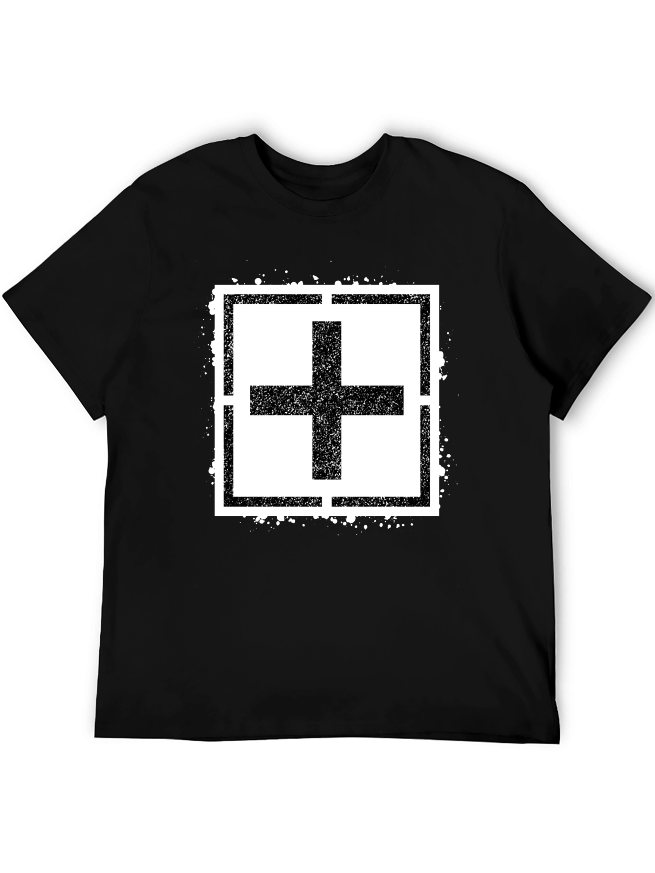 Plus Sign Square Black T-Shirt