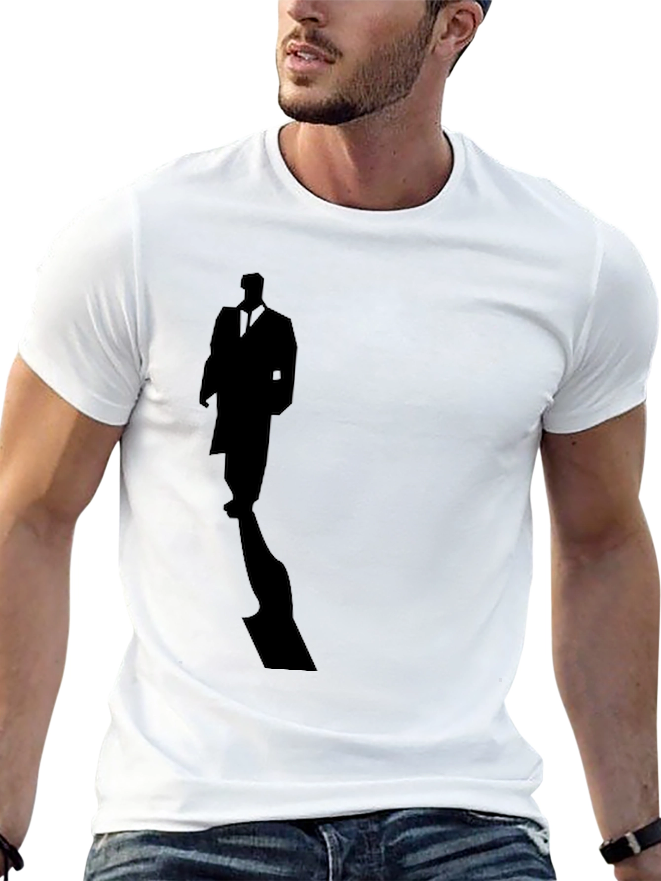 Mystery Man Silhouette Tee - Stylish Black Cotton T-Shirt
