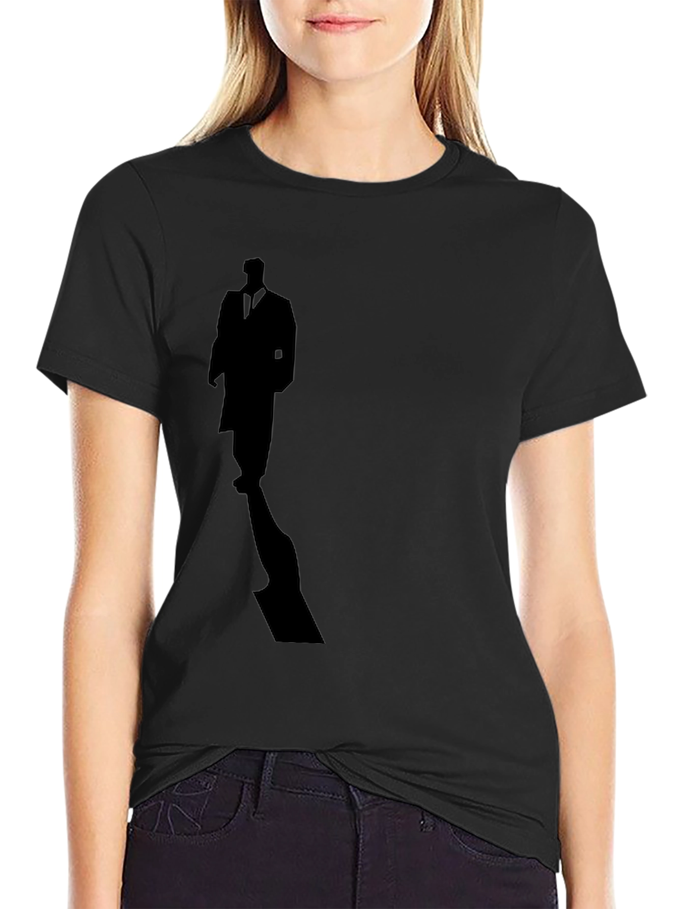 Mystery Man Silhouette Tee - Stylish Black Cotton T-Shirt