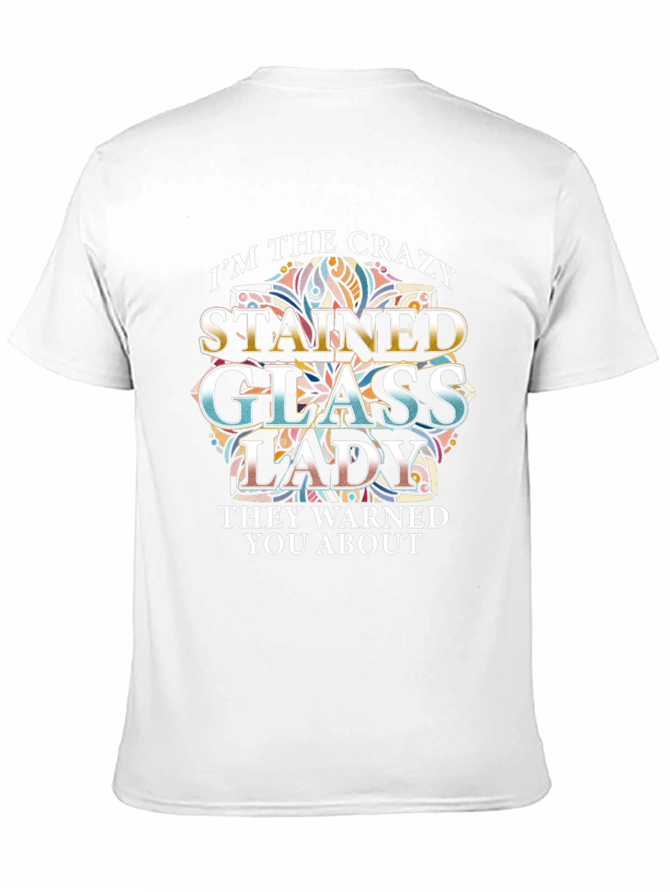 Crazy Stained Glass Lady T-Shirt - Unique Design
