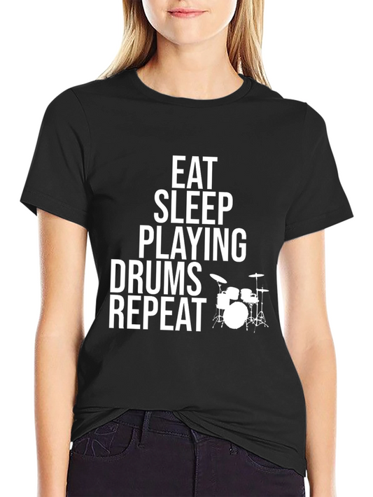 Eat Sleep Drums Repeat Black T-Shirt
