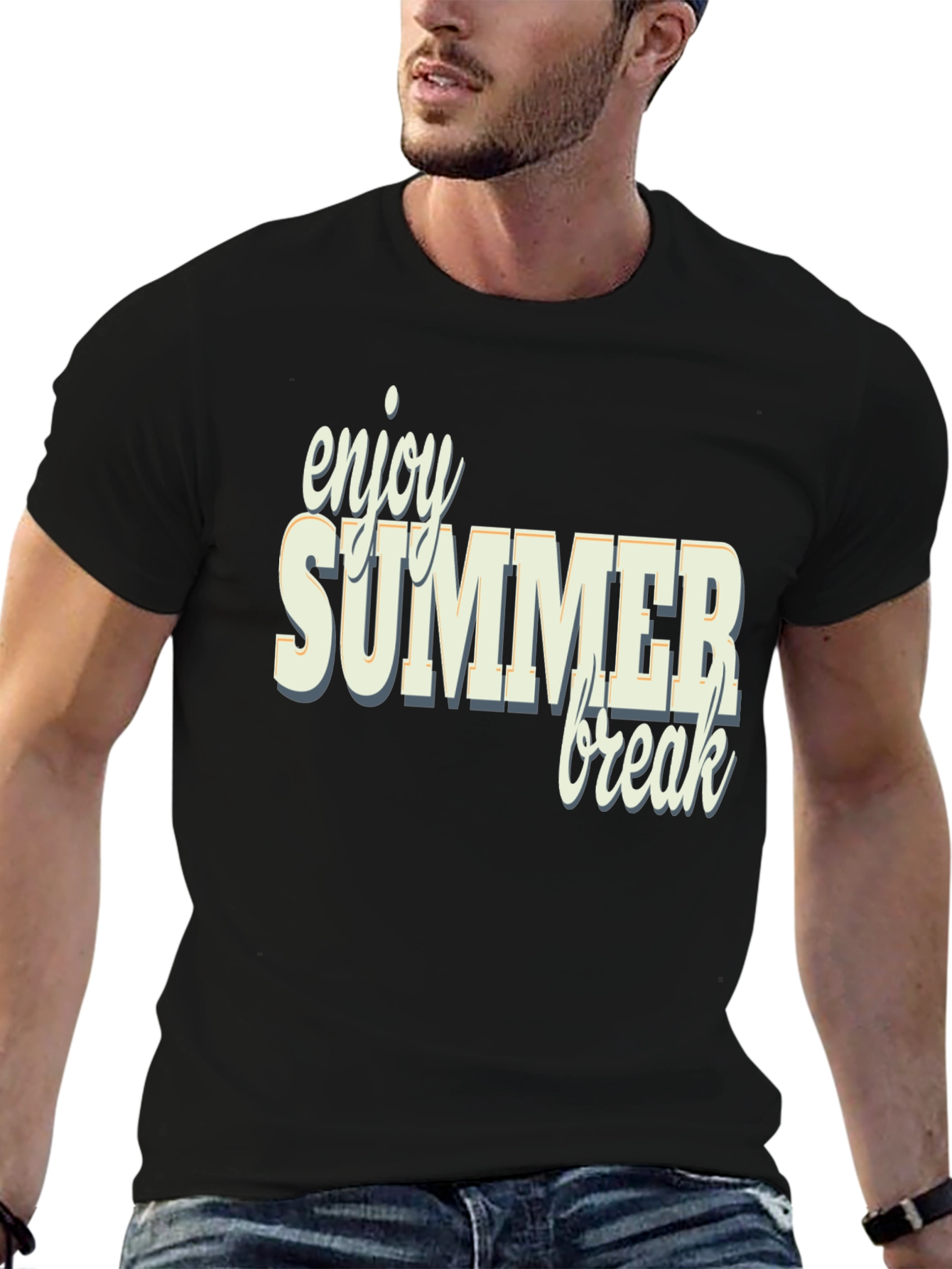 Enjoy Summer Break Black Graphic Tee