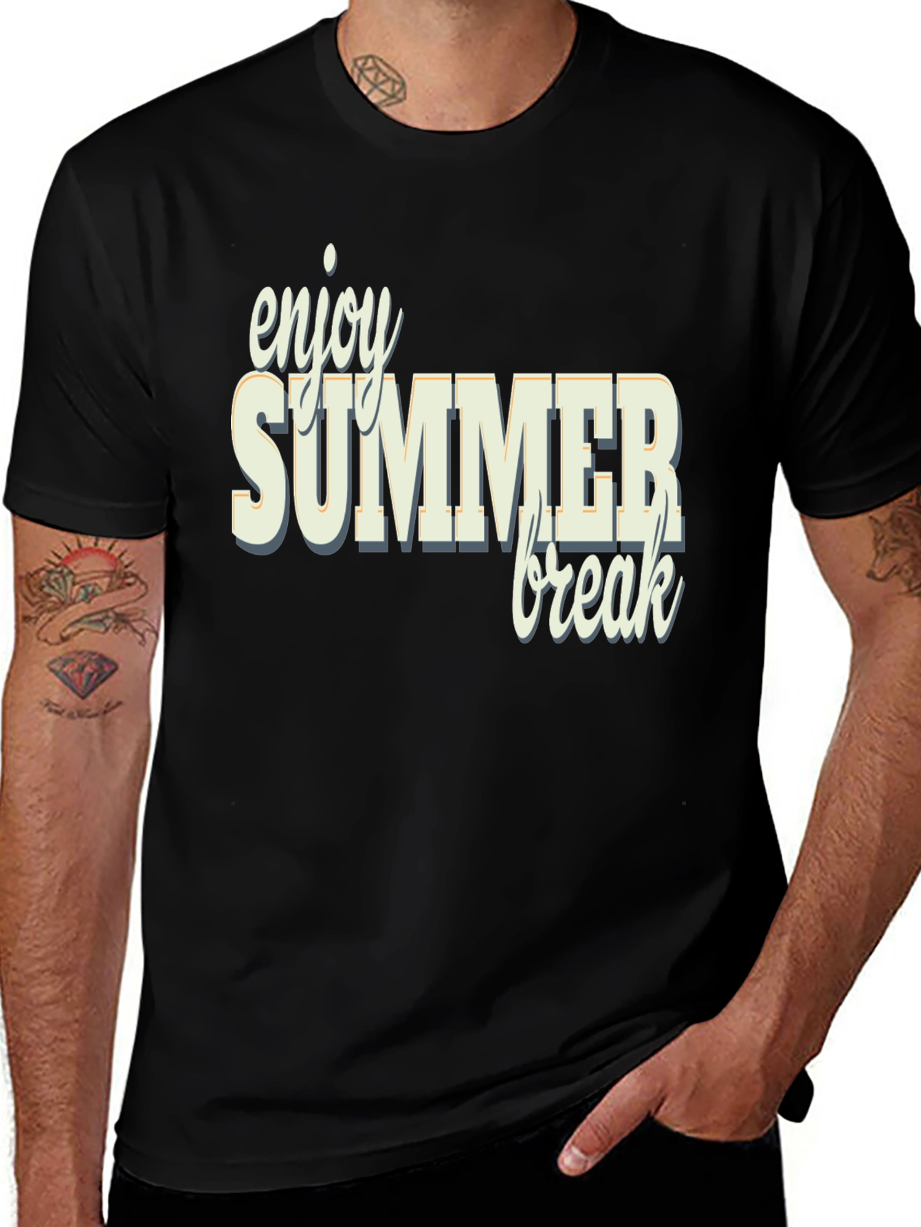 Enjoy Summer Break Black Graphic Tee