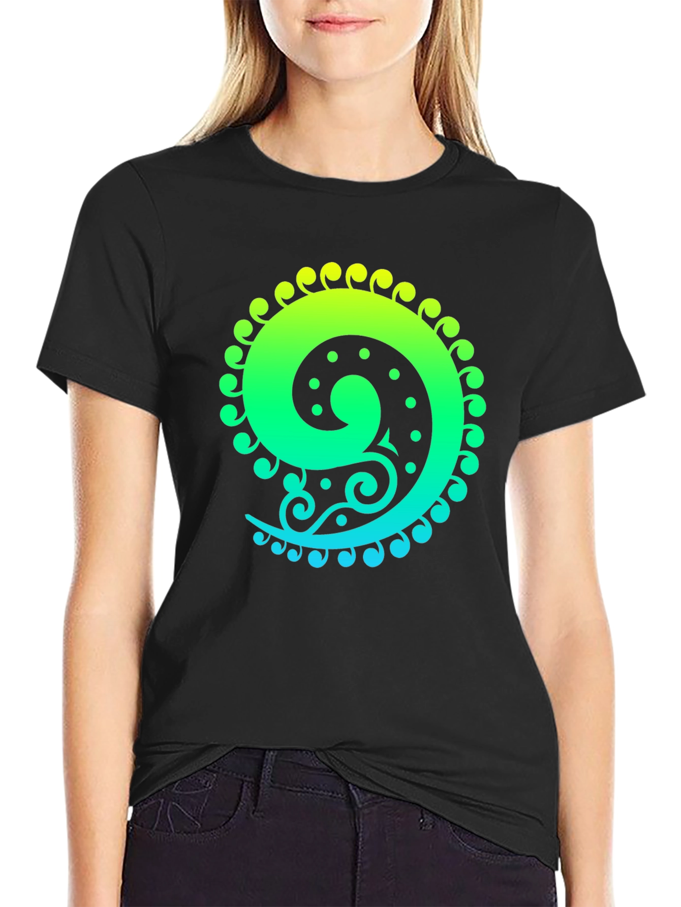Spiral Graphic Tee - Black Cotton Blend